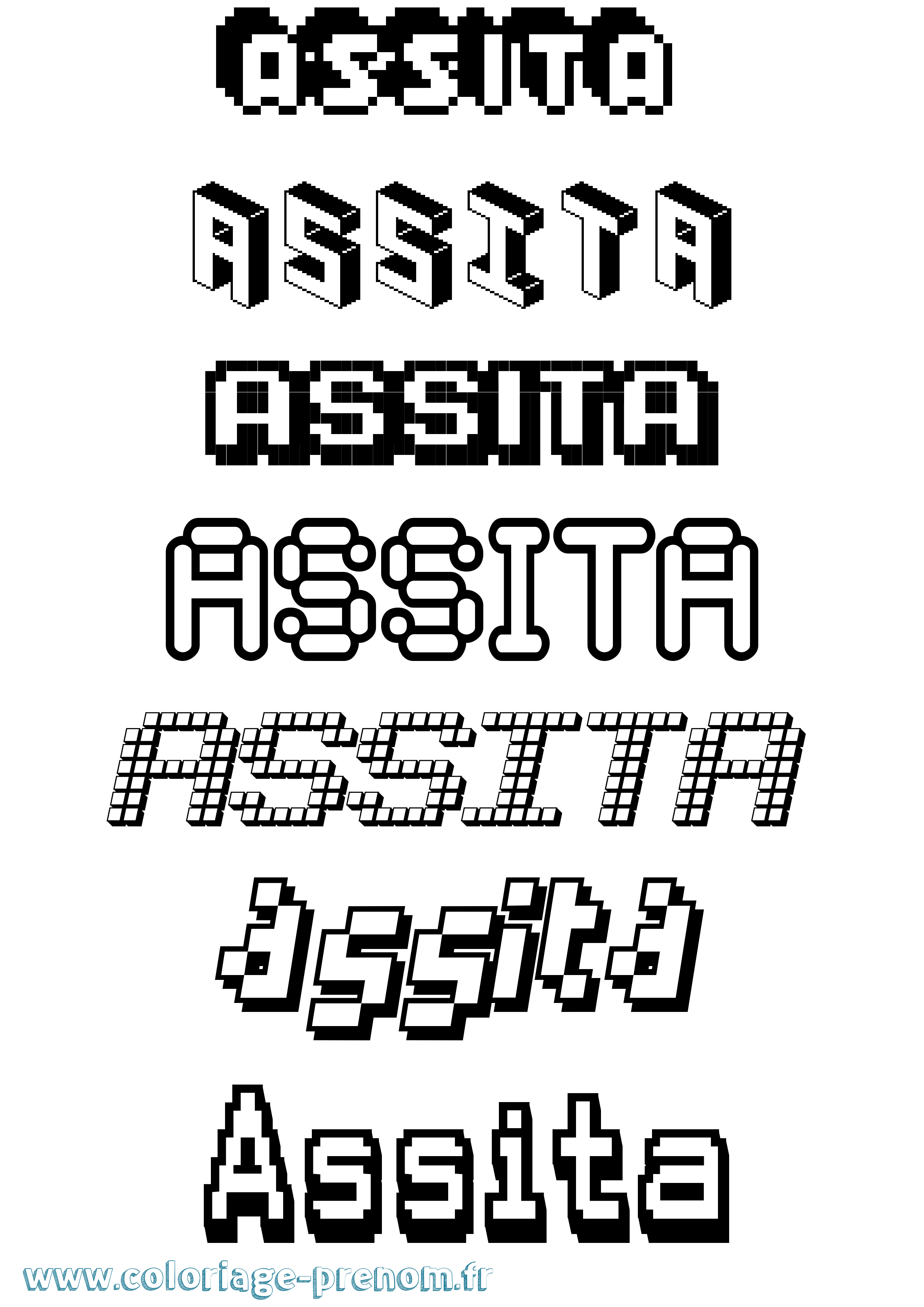 Coloriage prénom Assita Pixel