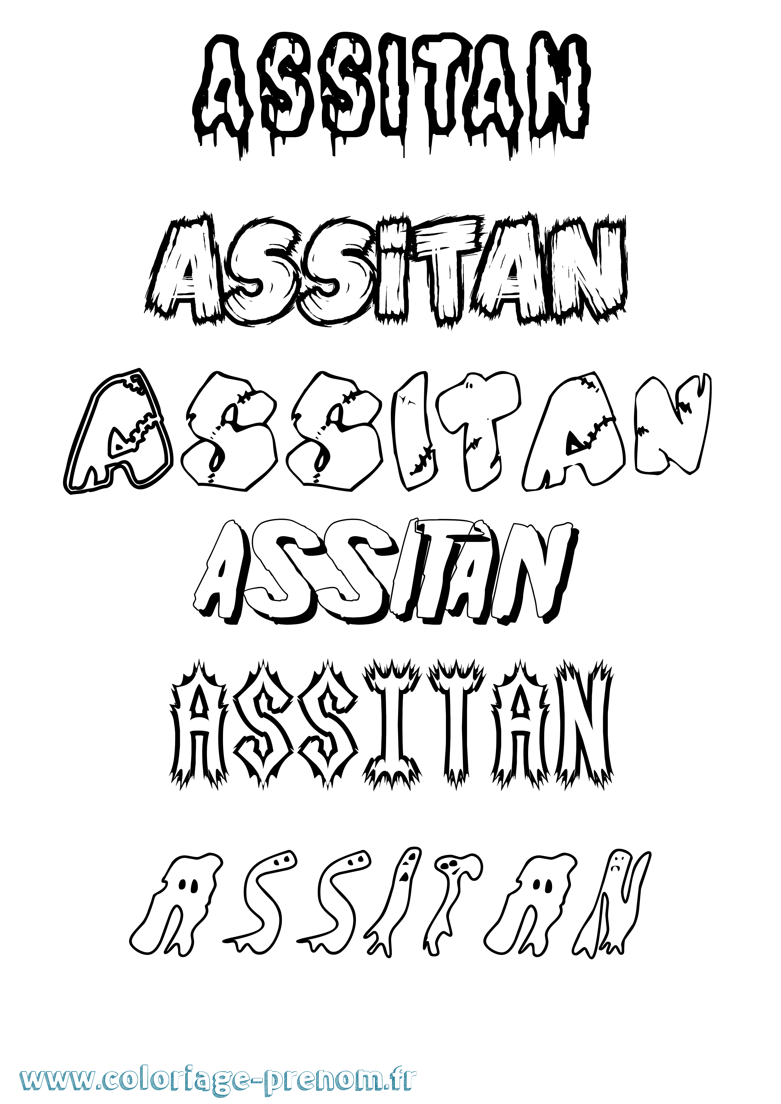 Coloriage prénom Assitan Frisson