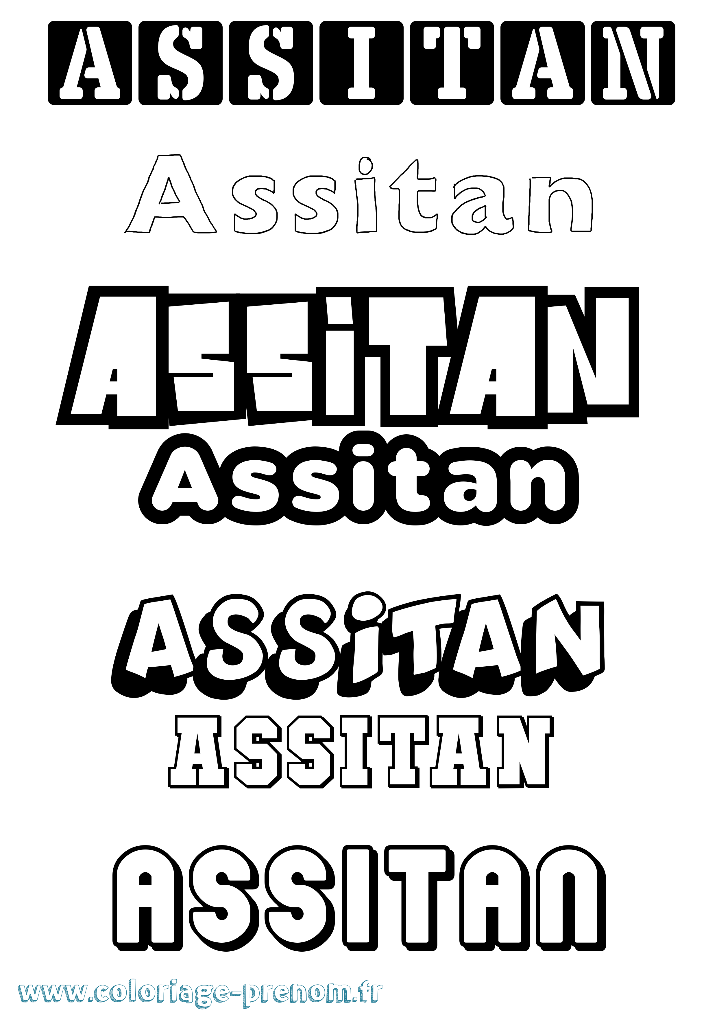 Coloriage prénom Assitan Simple