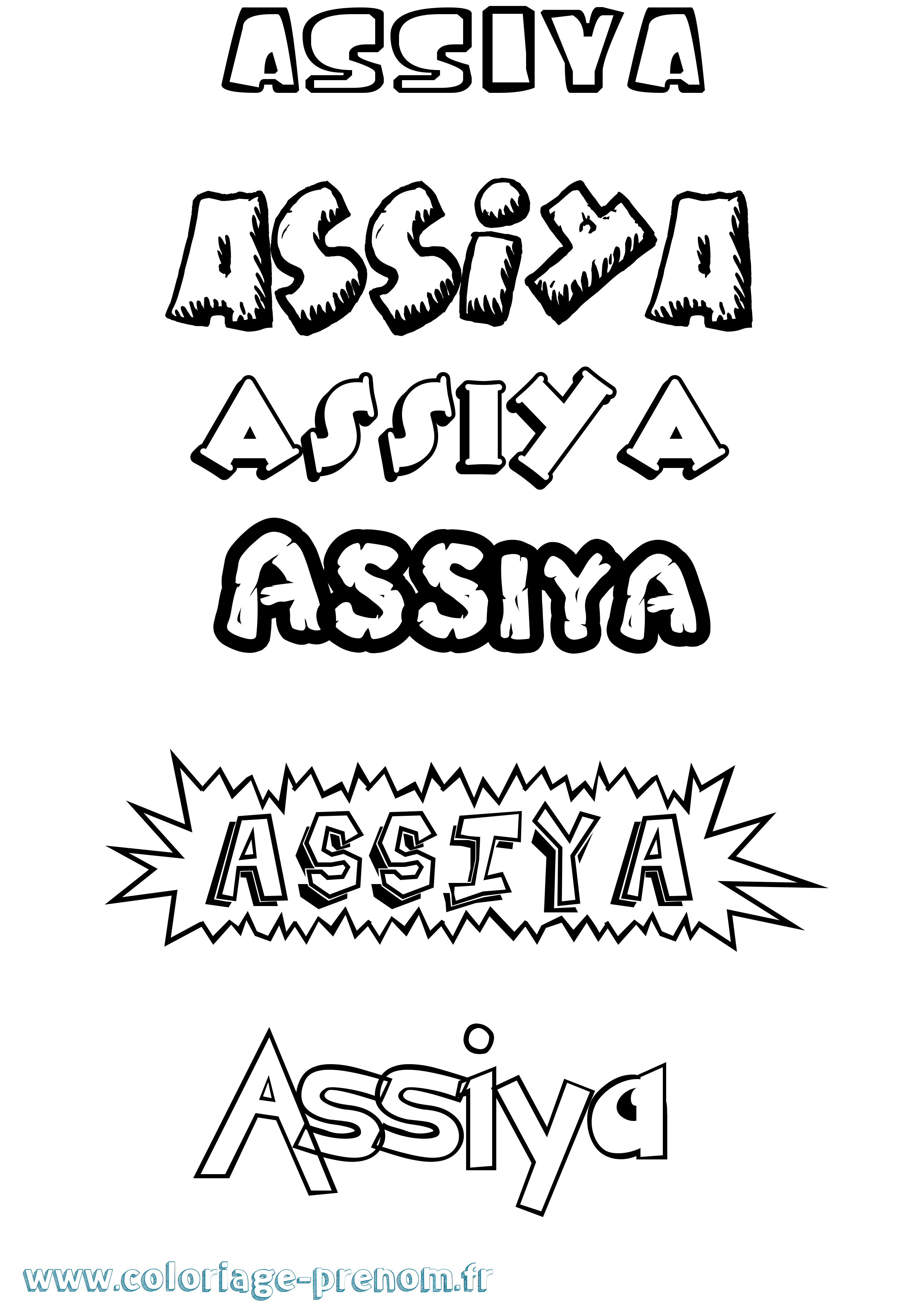 Coloriage prénom Assiya Dessin Animé