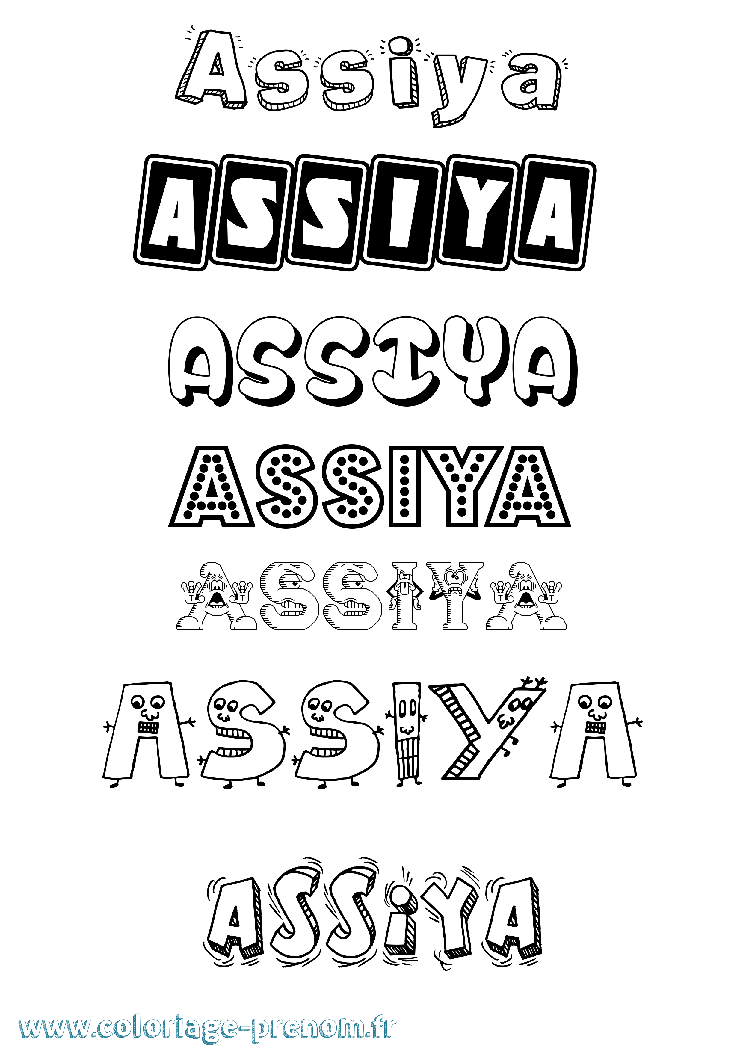 Coloriage prénom Assiya Fun