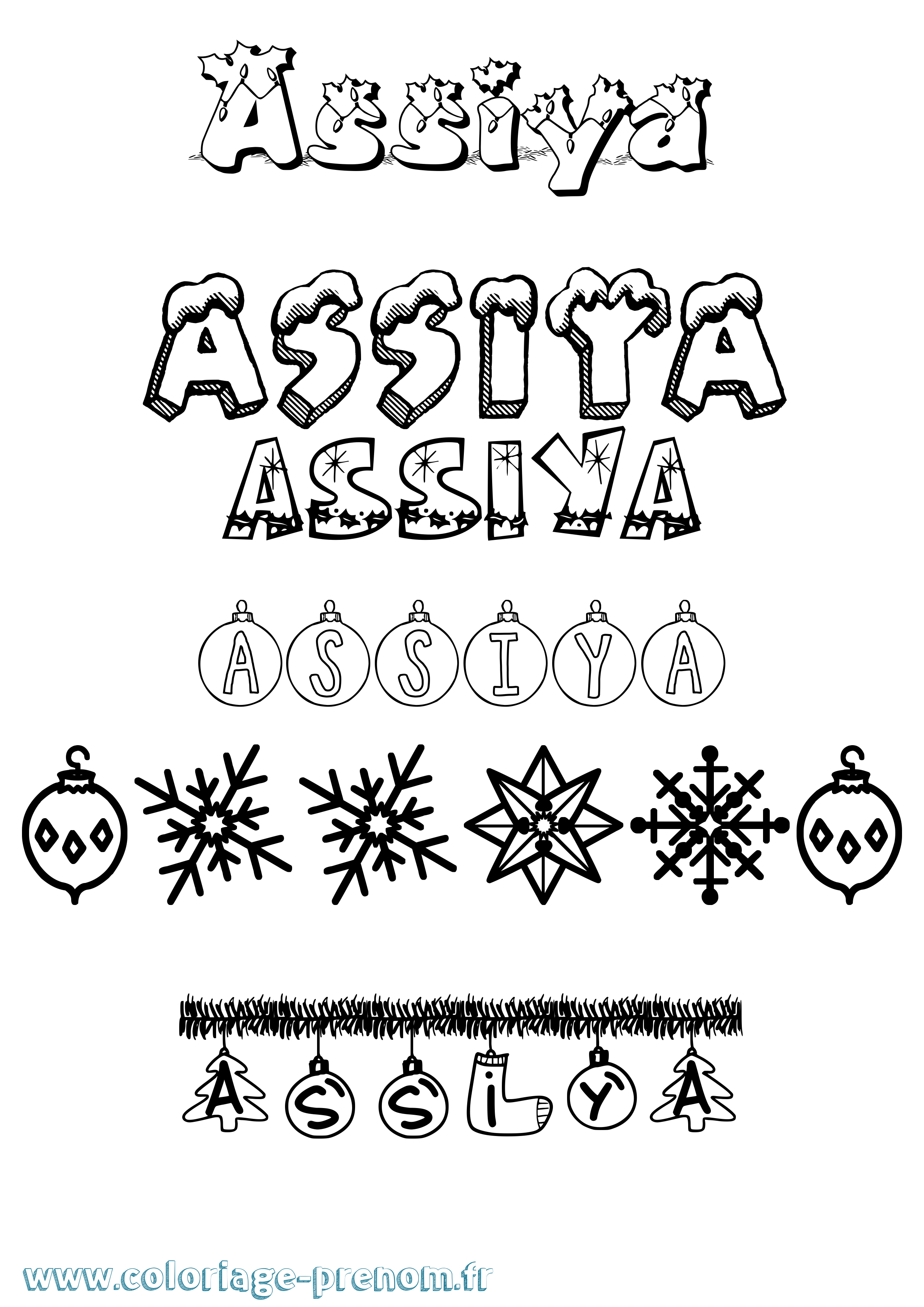 Coloriage prénom Assiya Noël