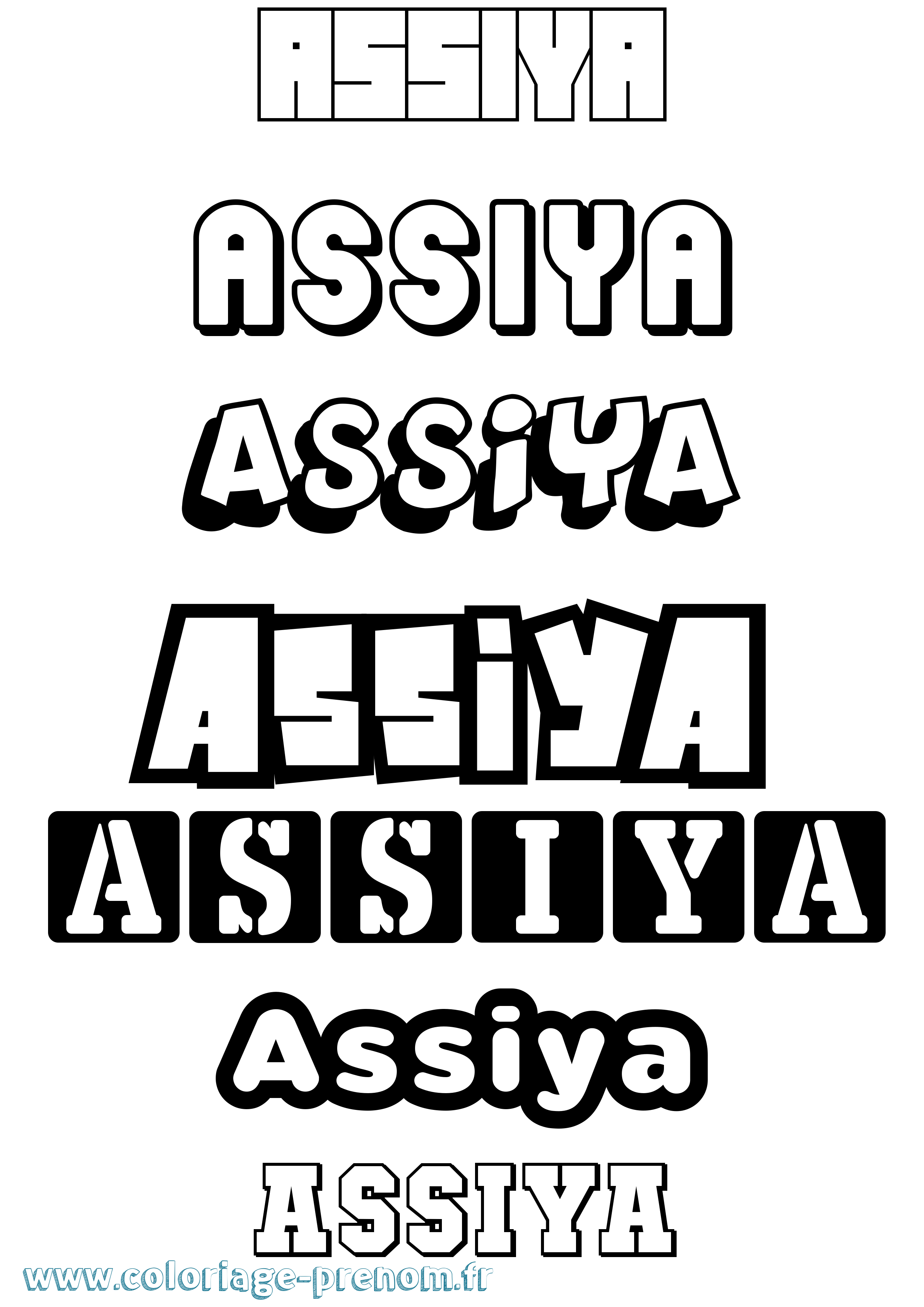 Coloriage prénom Assiya Simple