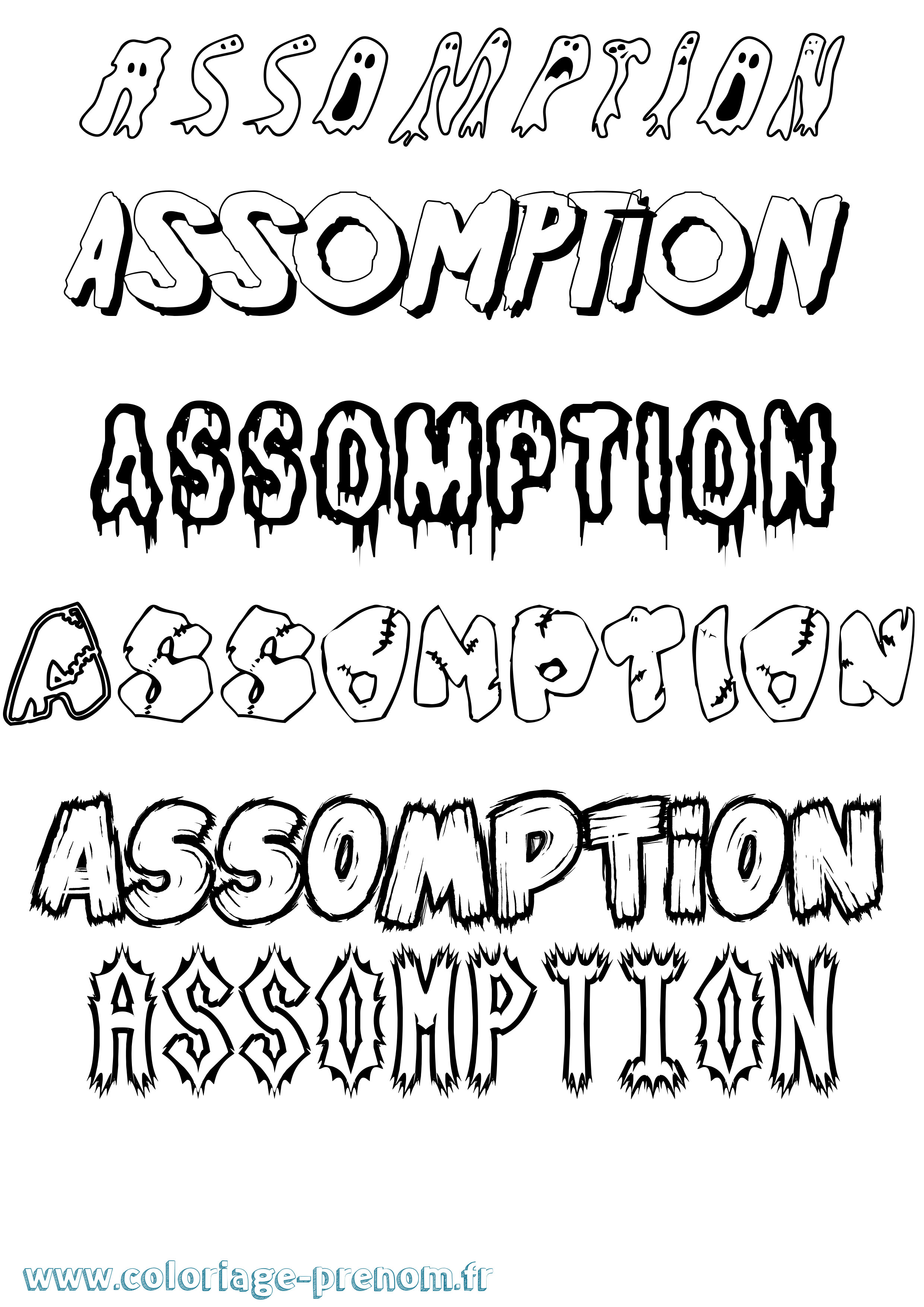 Coloriage prénom Assomption Frisson