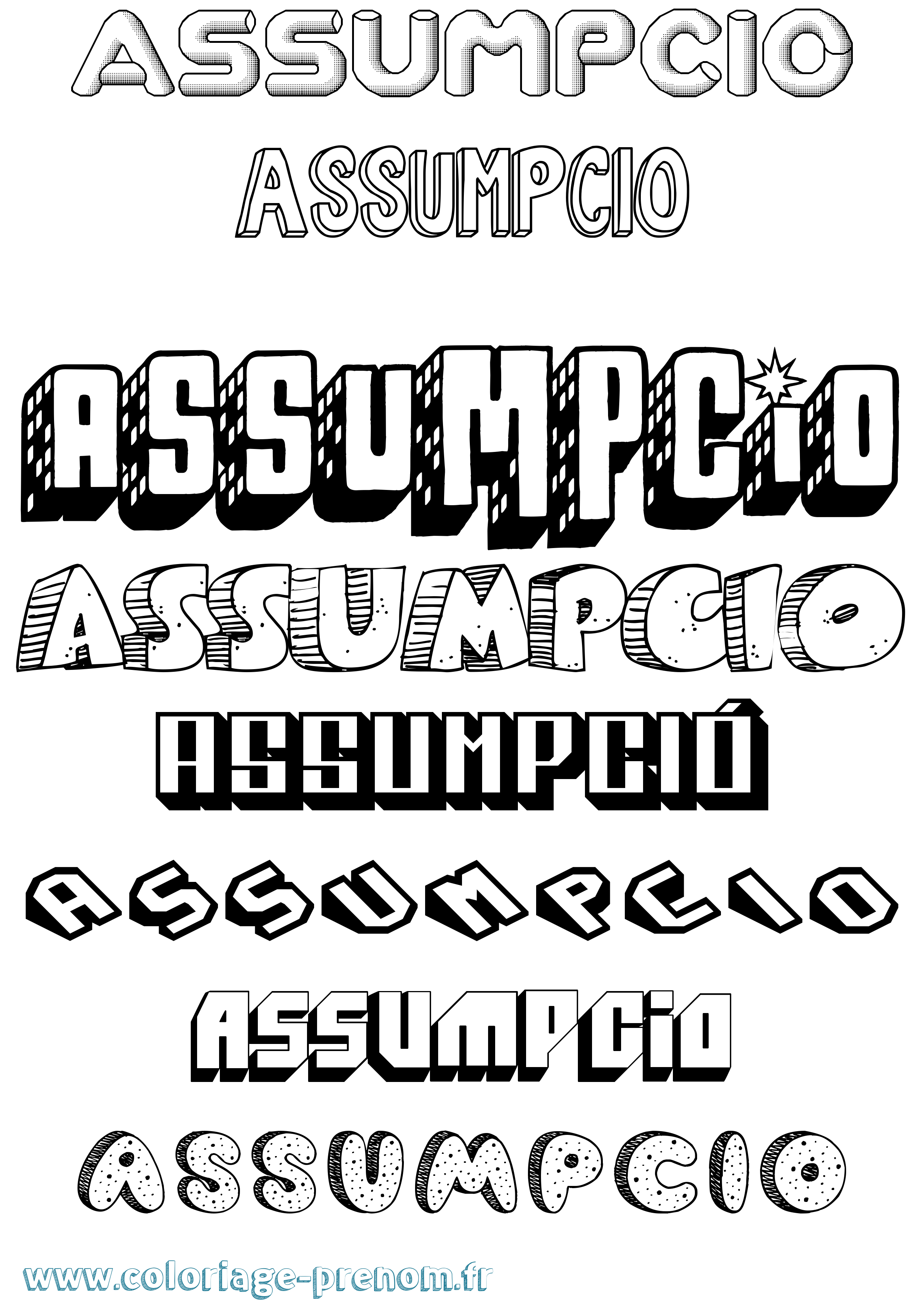 Coloriage Assumpció Effet 3D Coloriage prénom Assumpció Effet 3D