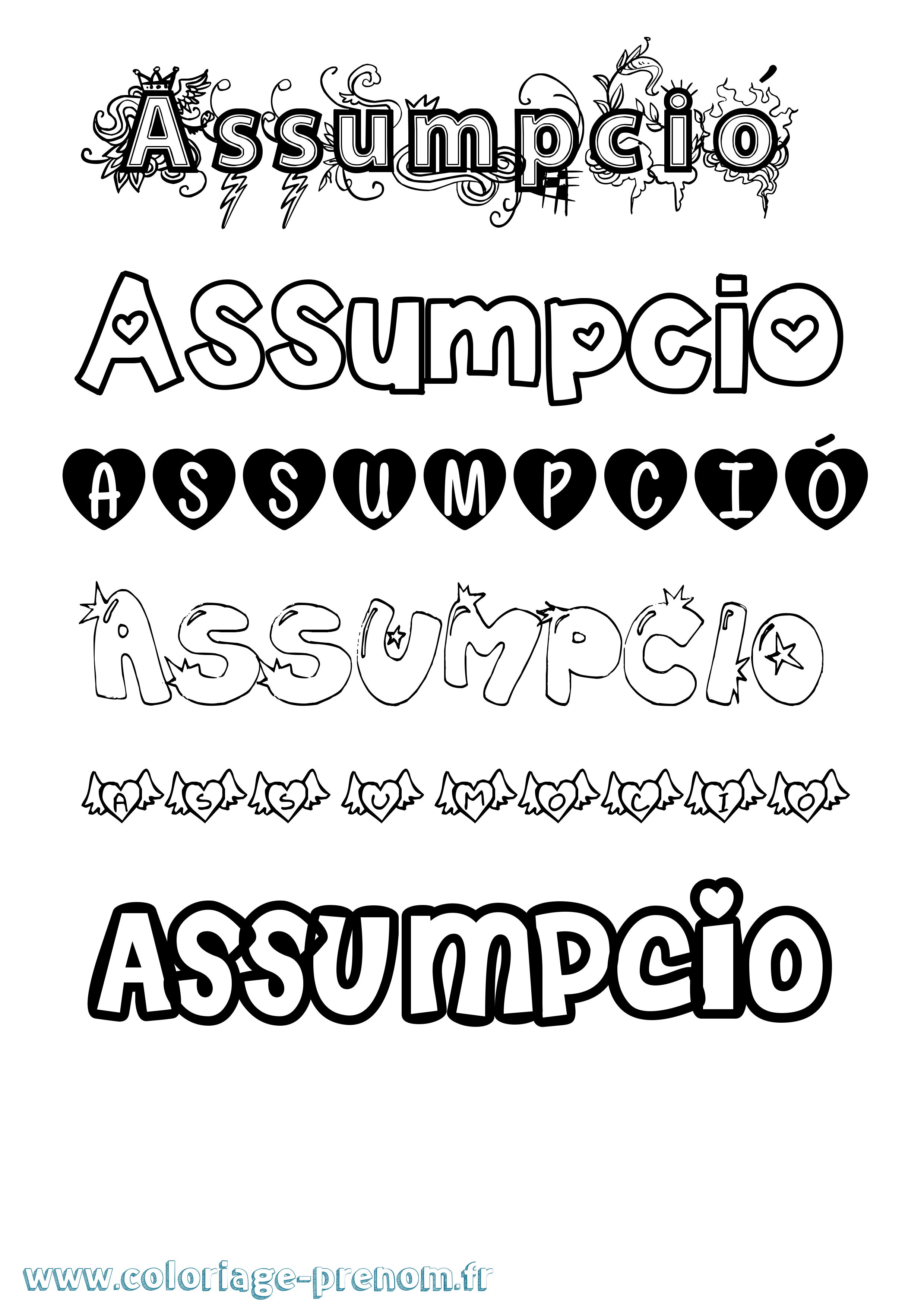 Coloriage Assumpció Girly Coloriage prénom Assumpció Girly