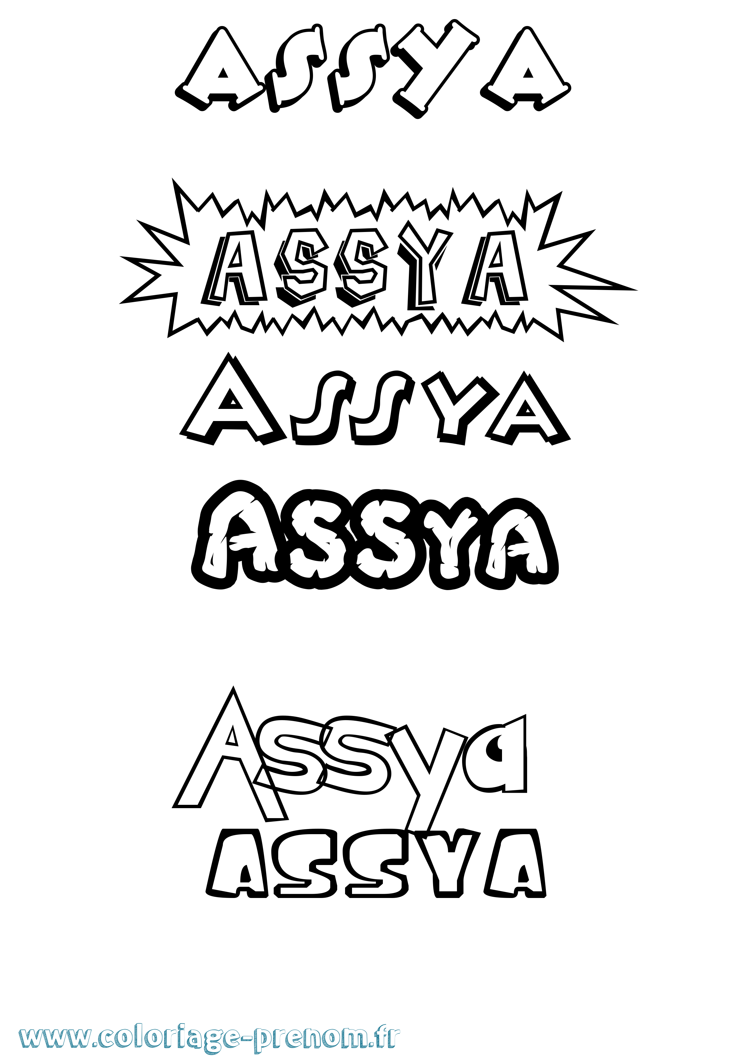 Coloriage Assya Dessin Animé Coloriage prénom Assya Dessin Animé
