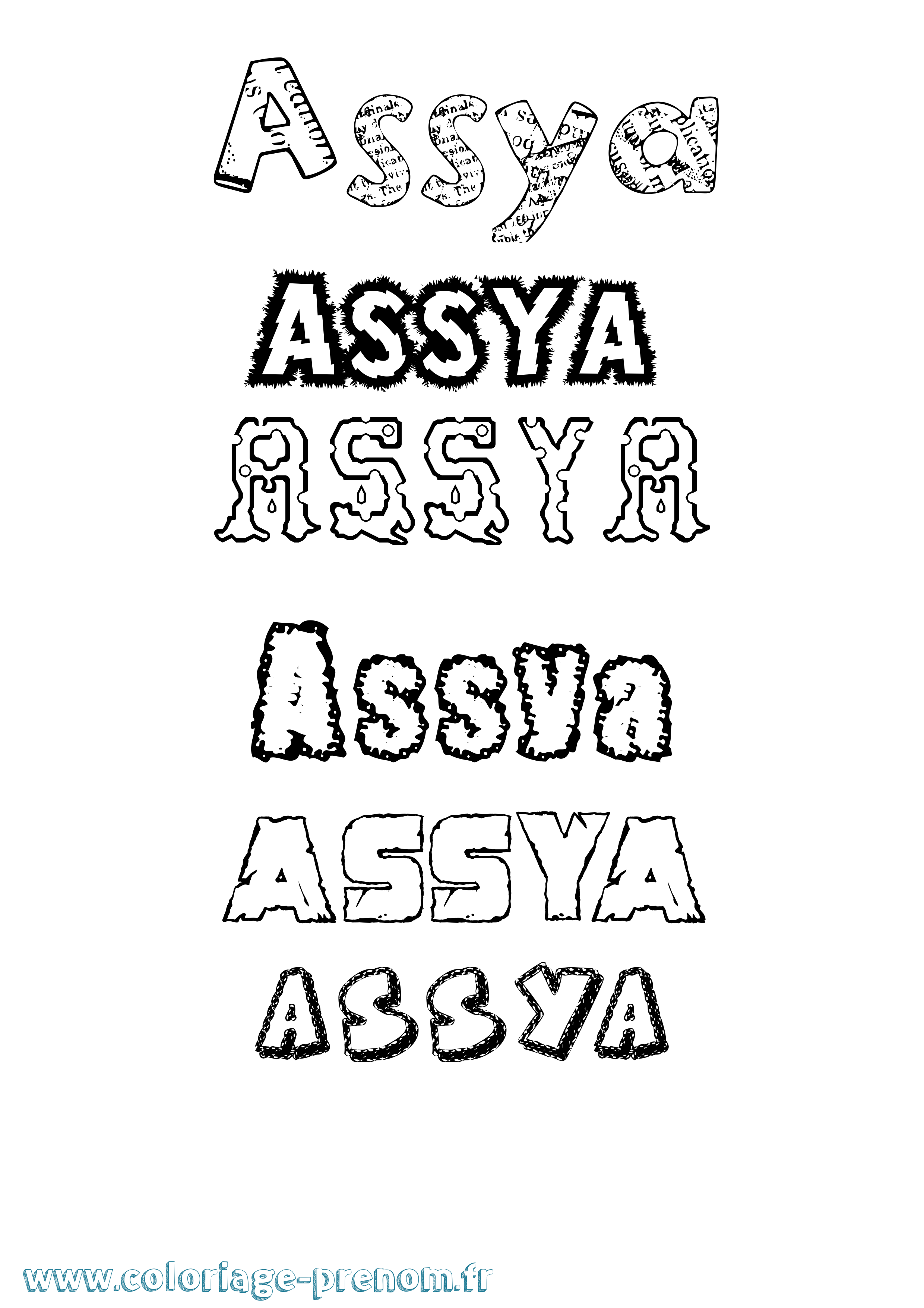 Coloriage Assya Destructuré Coloriage prénom Assya Destructuré