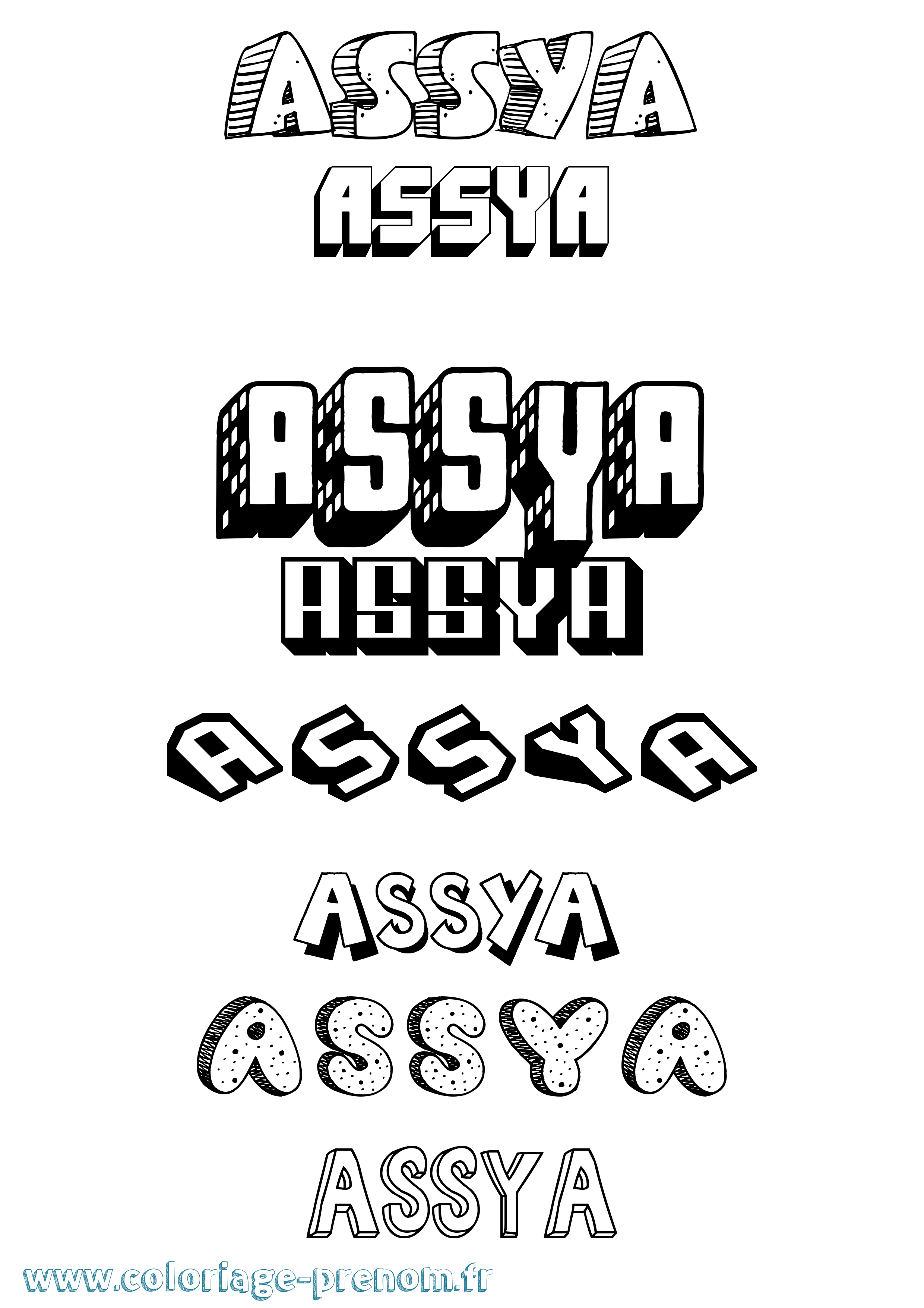 Coloriage prénom Assya
