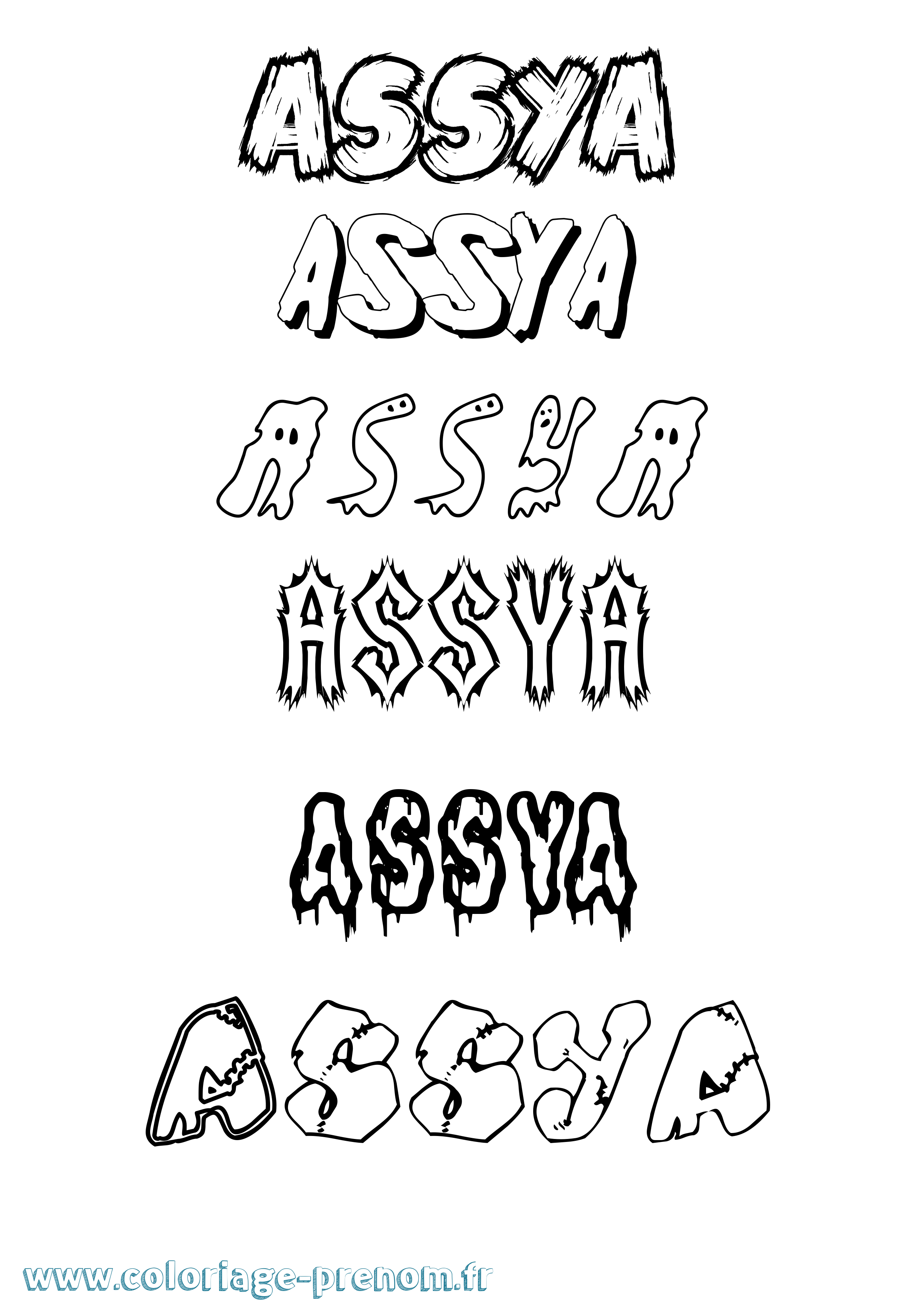 Coloriage Assya Frisson Coloriage prénom Assya Frisson