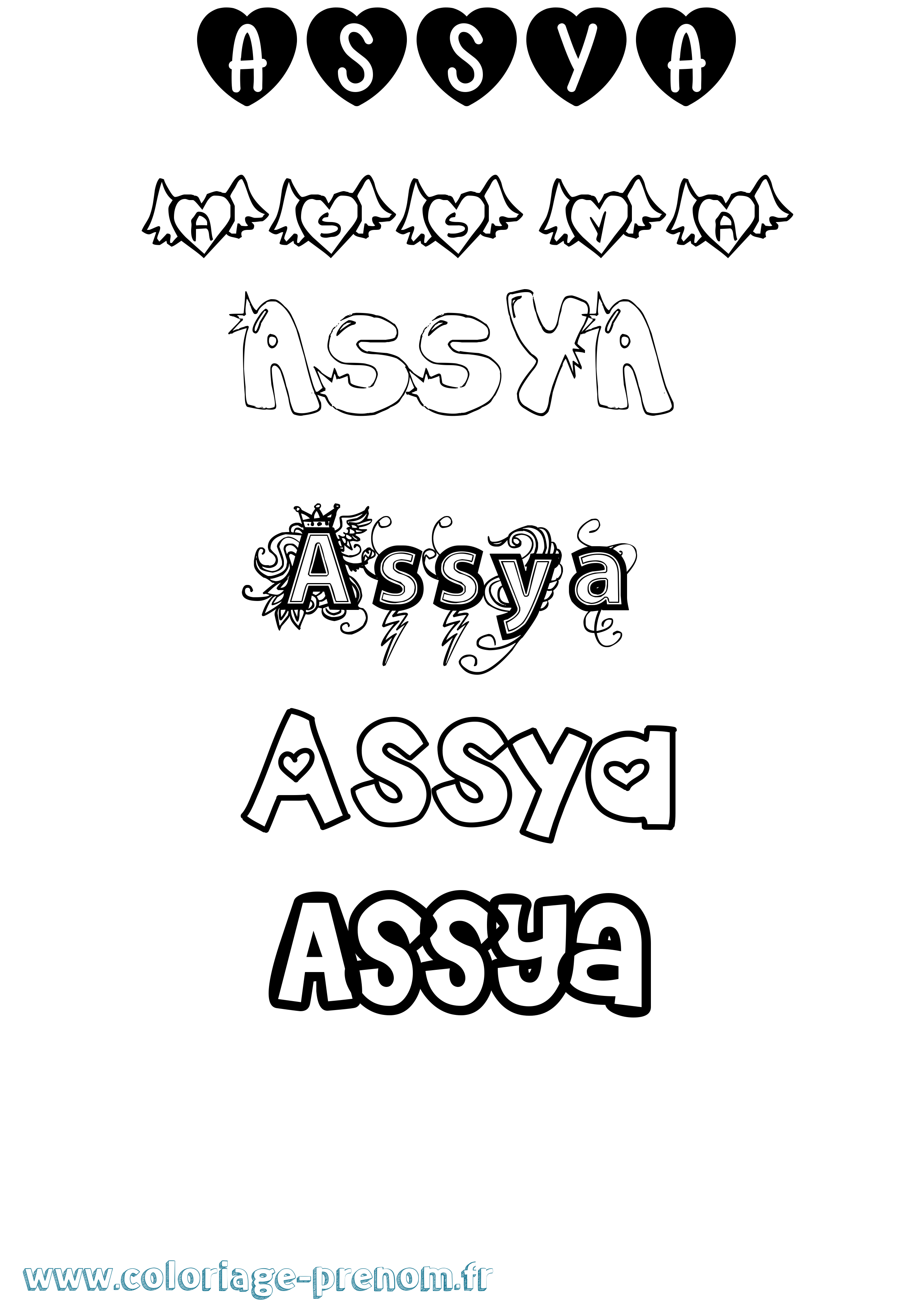 Coloriage Assya Girly Coloriage prénom Assya Girly