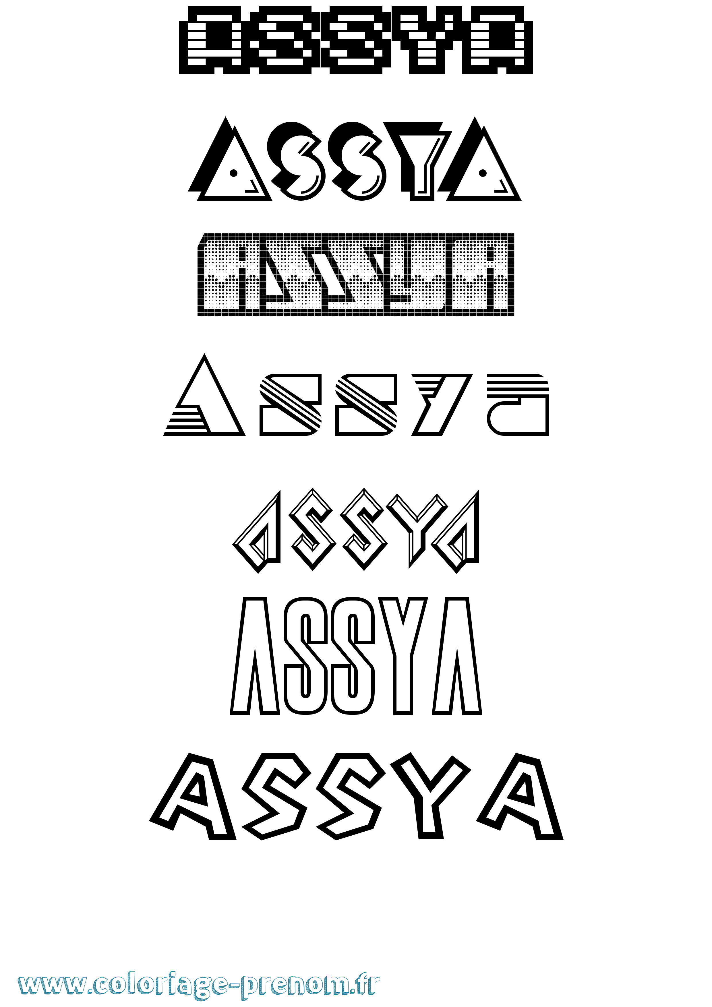 Coloriage prénom Assya