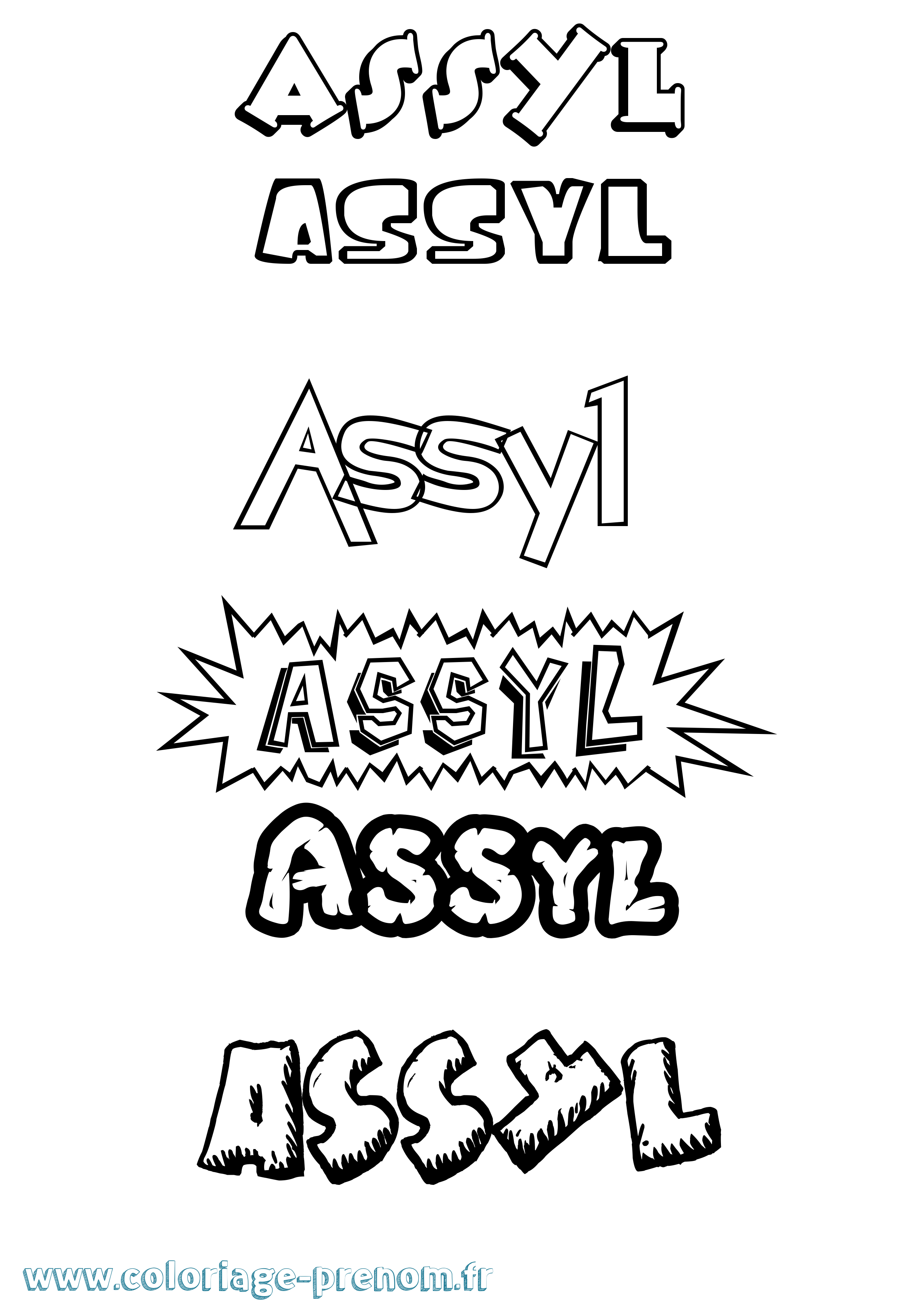 Coloriage prénom Assyl Dessin Animé