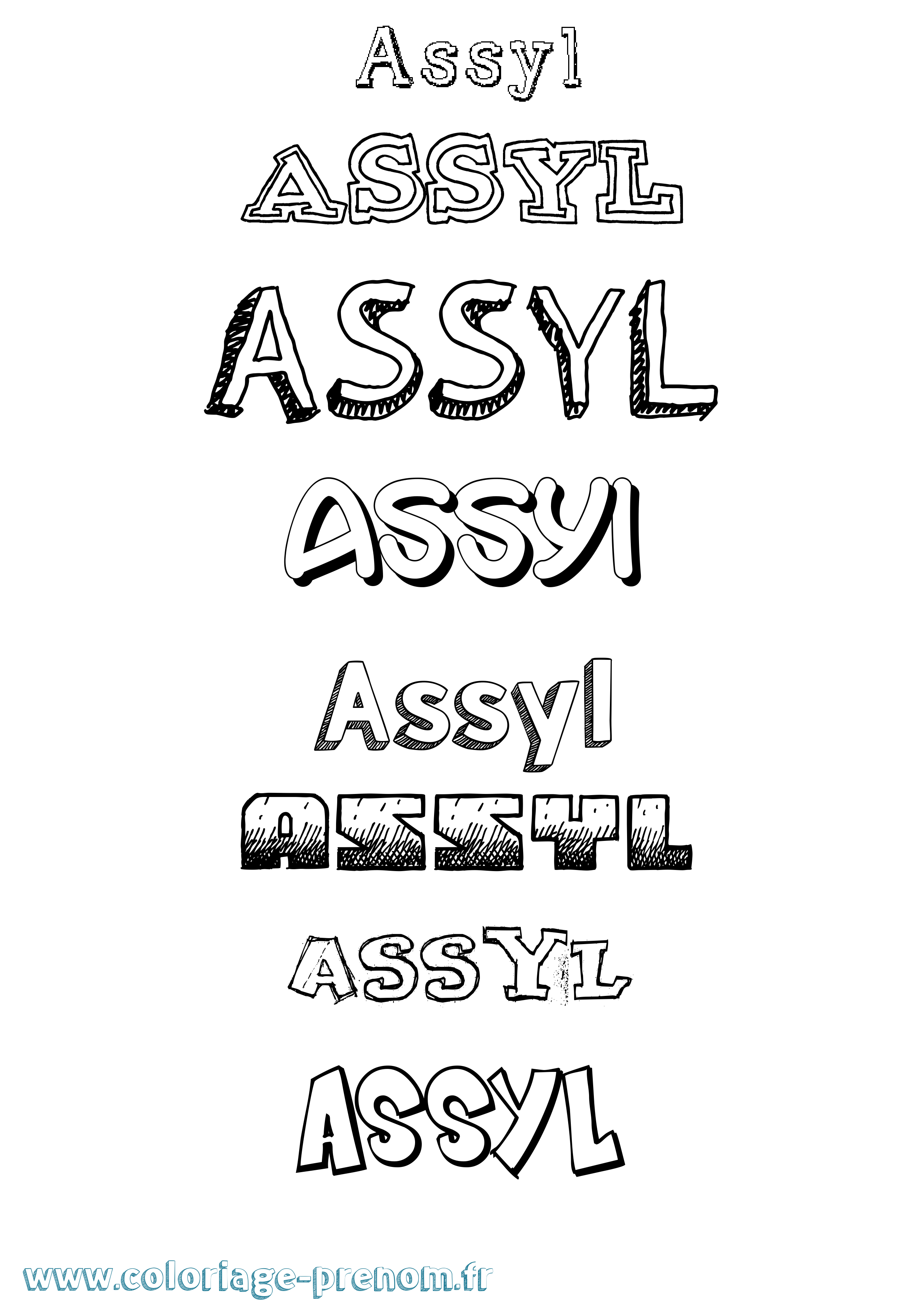 Coloriage prénom Assyl Dessiné