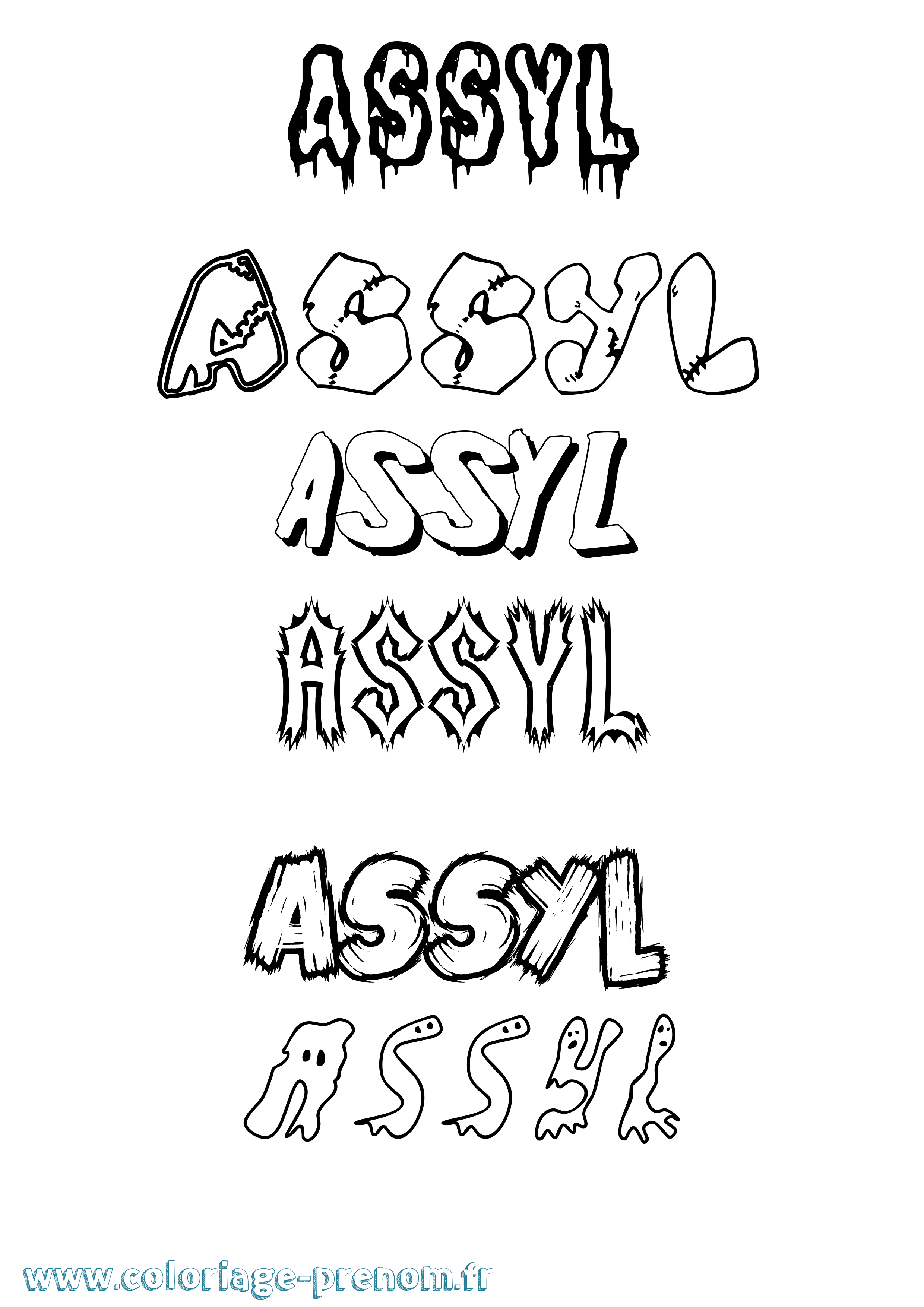 Coloriage prénom Assyl Frisson