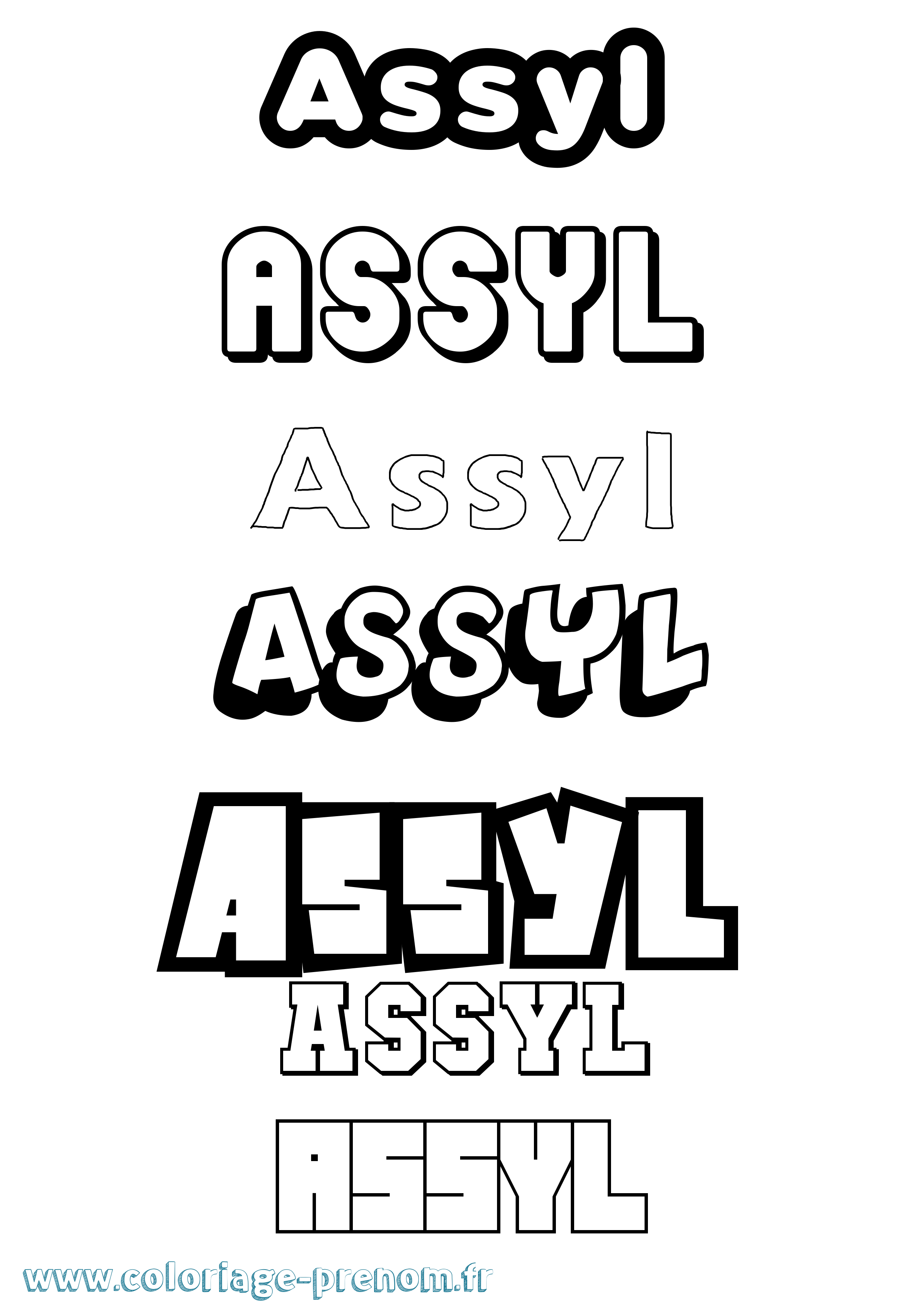 Coloriage prénom Assyl Simple