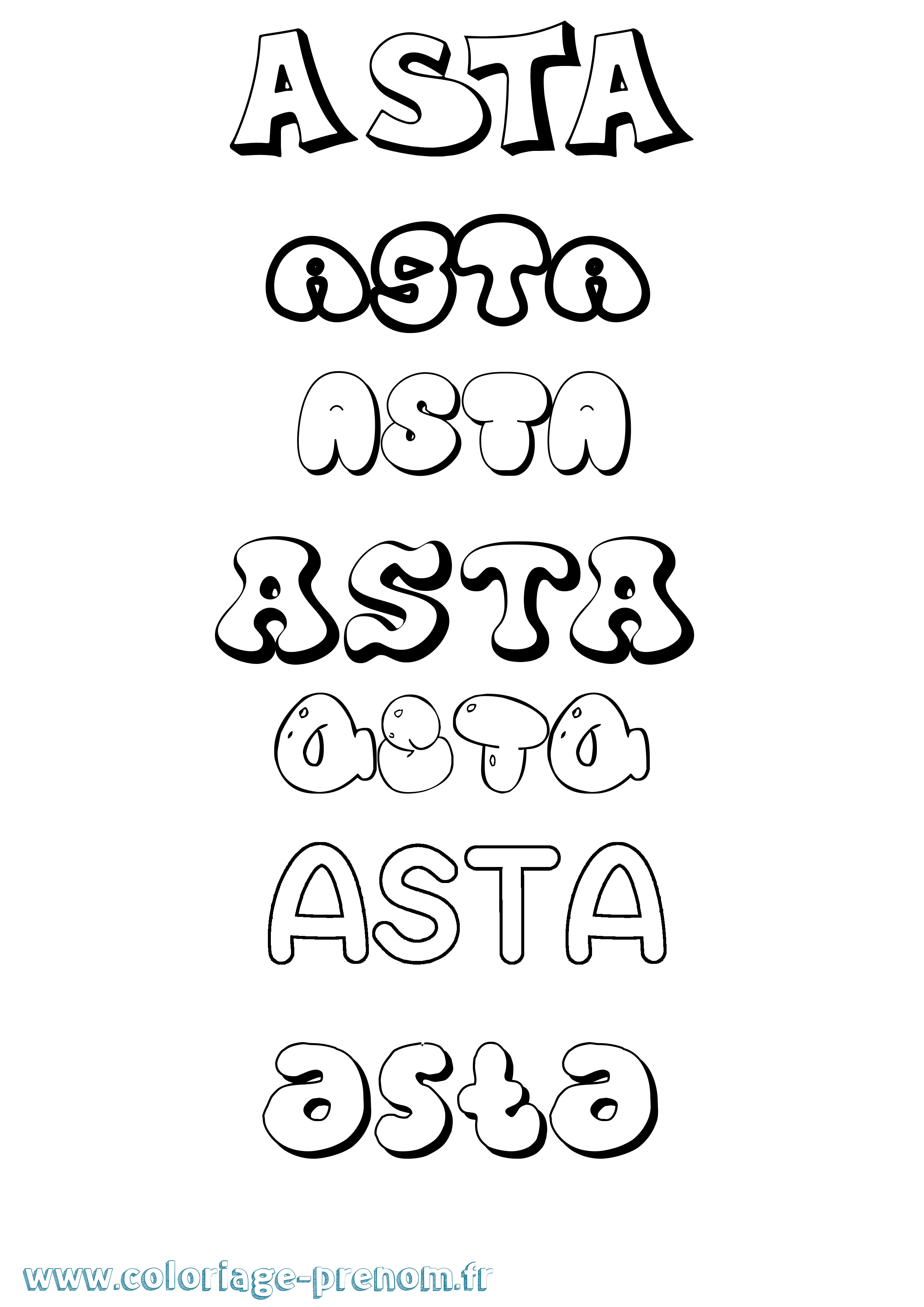 Coloriage Asta Bubble Coloriage prénom Asta Bubble