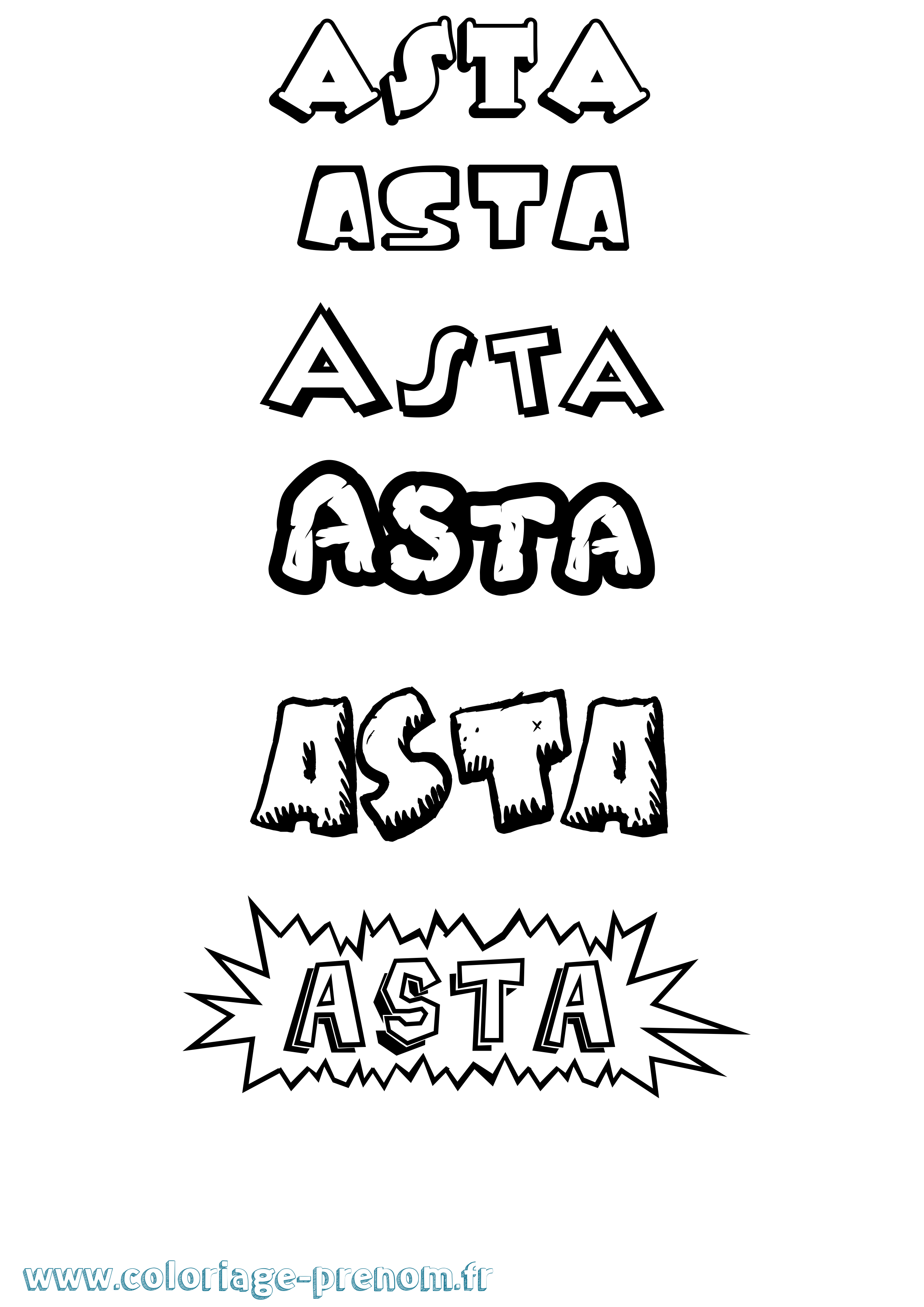 Coloriage Asta Dessin Animé Coloriage prénom Asta Dessin Animé