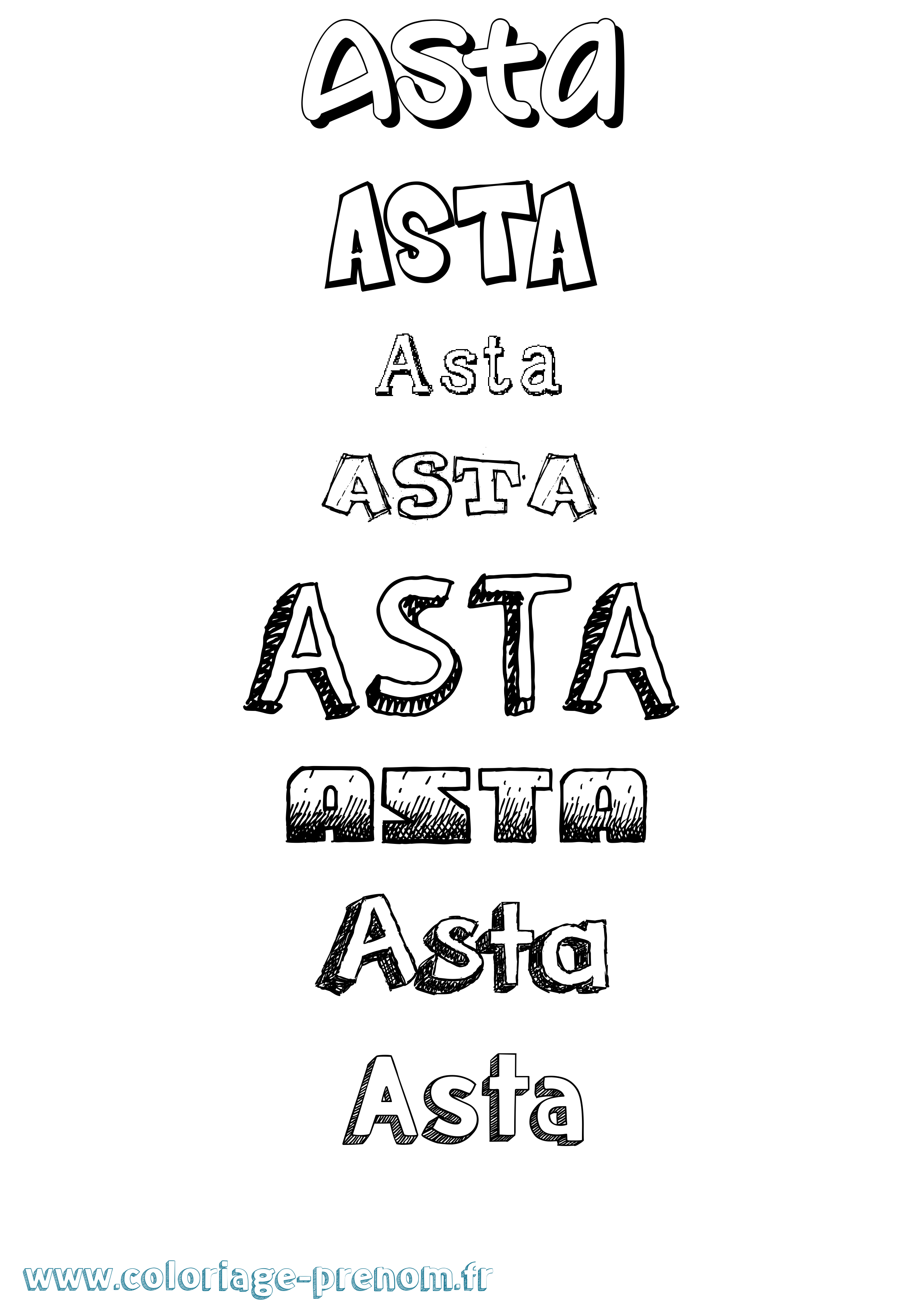Coloriage prénom Asta Dessiné