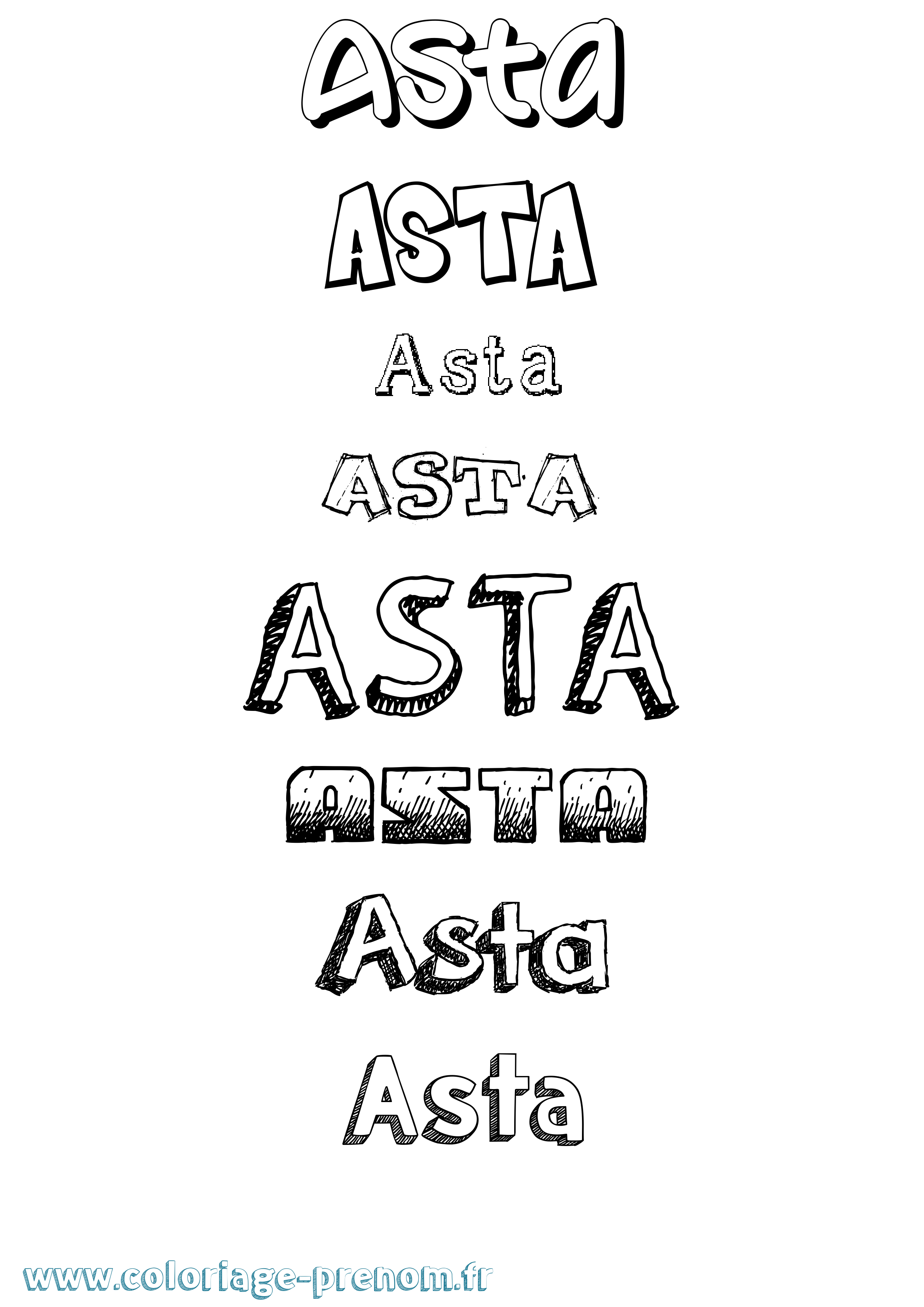 Coloriage Asta Dessiné Coloriage prénom Asta Dessiné