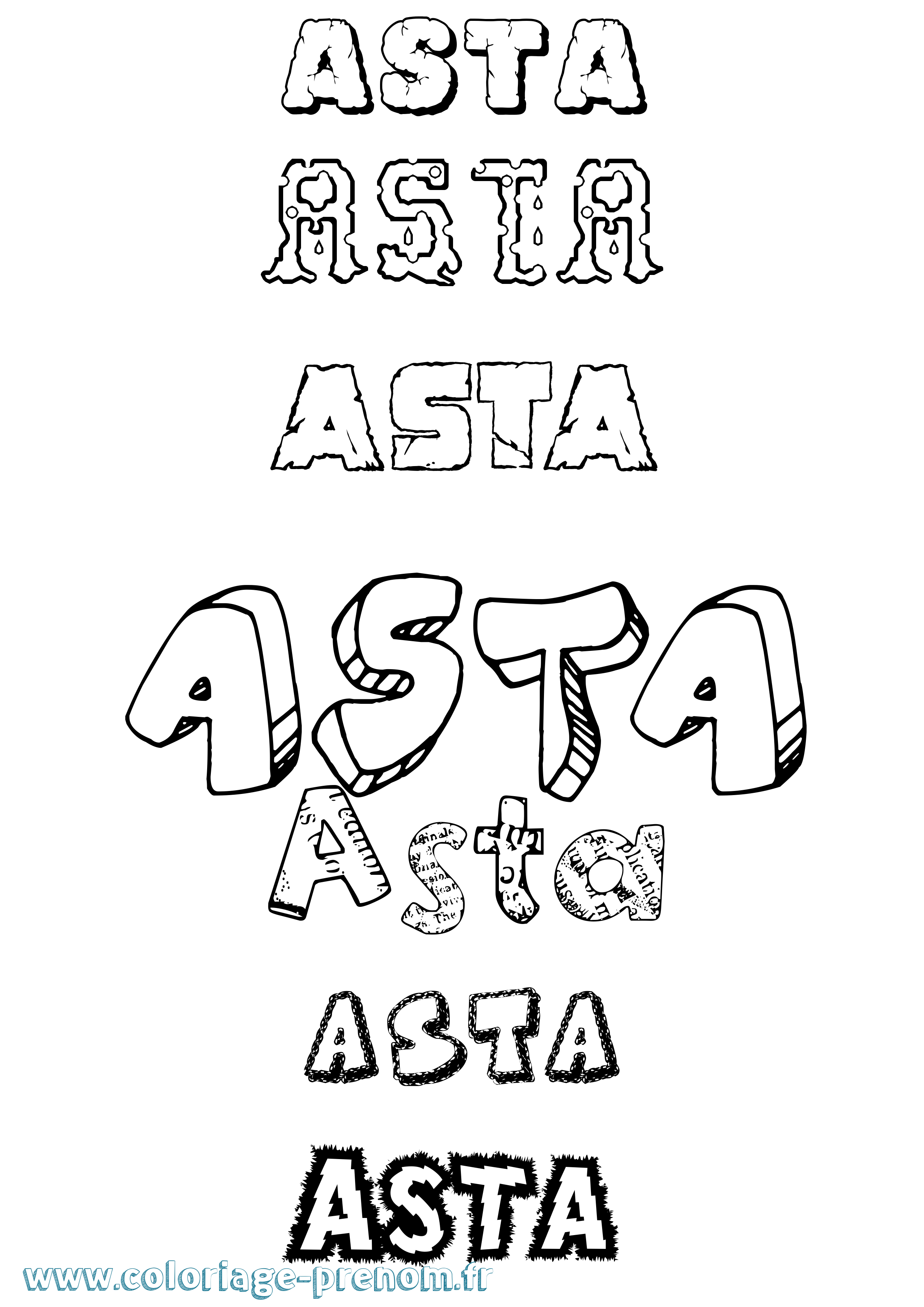Coloriage Asta Destructuré Coloriage prénom Asta Destructuré