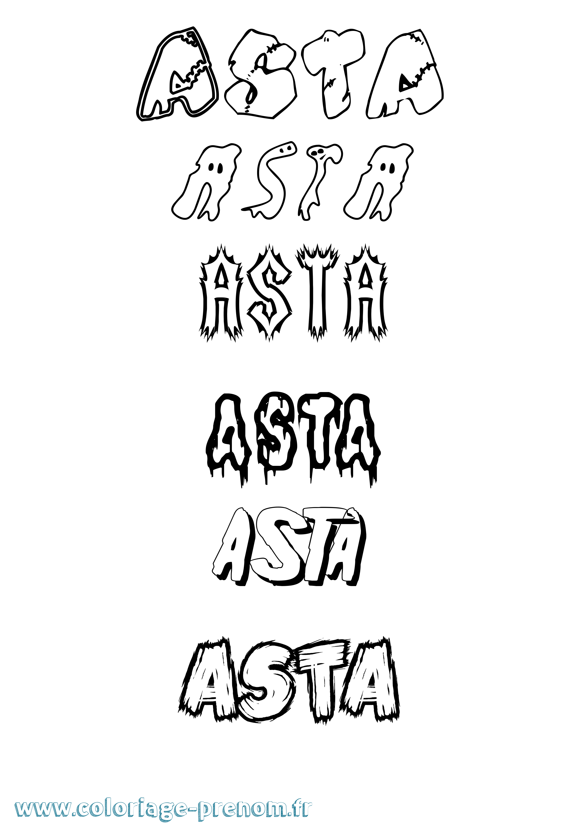 Coloriage Asta Frisson Coloriage prénom Asta Frisson