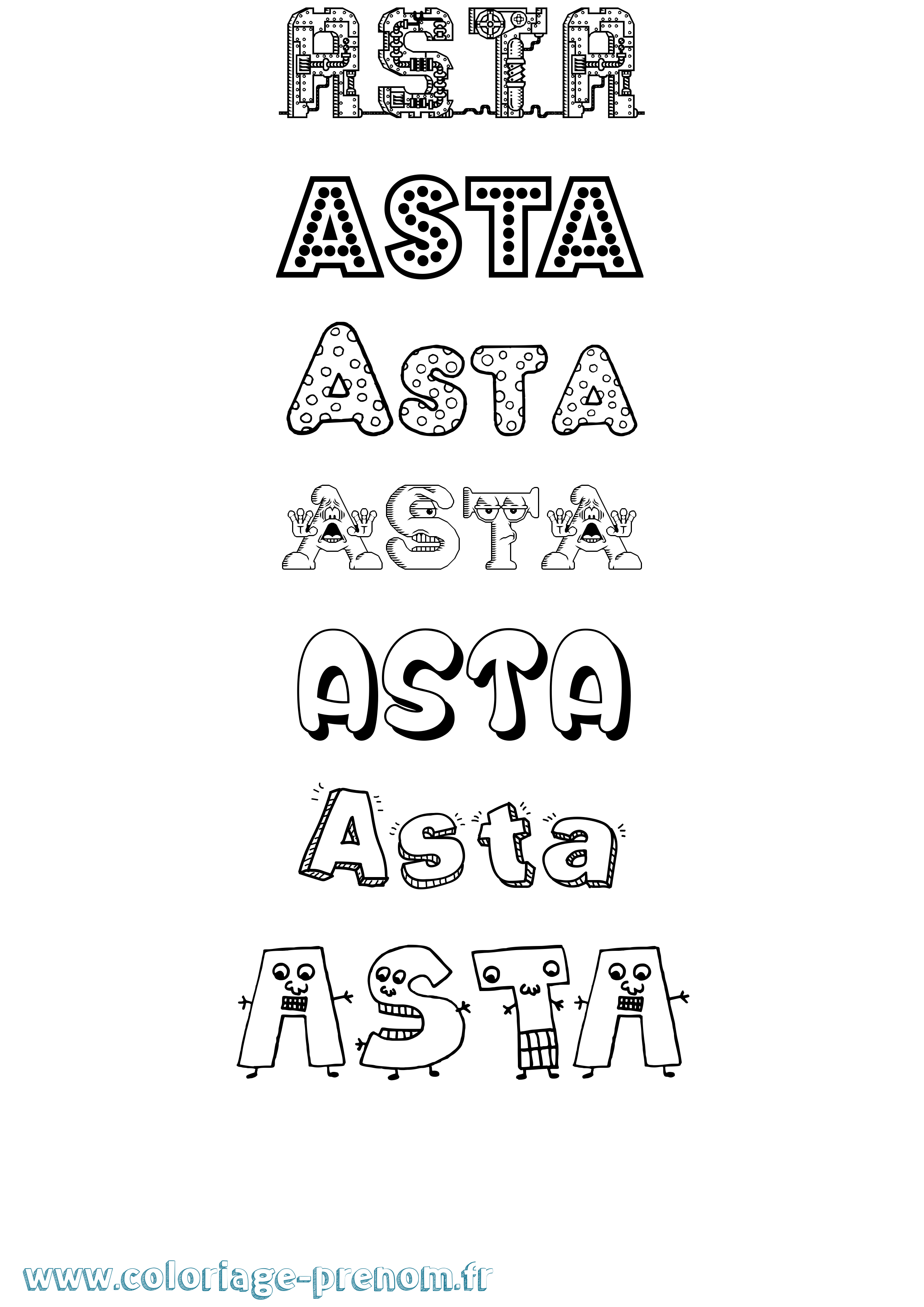 Coloriage Asta Fun Coloriage prénom Asta Fun