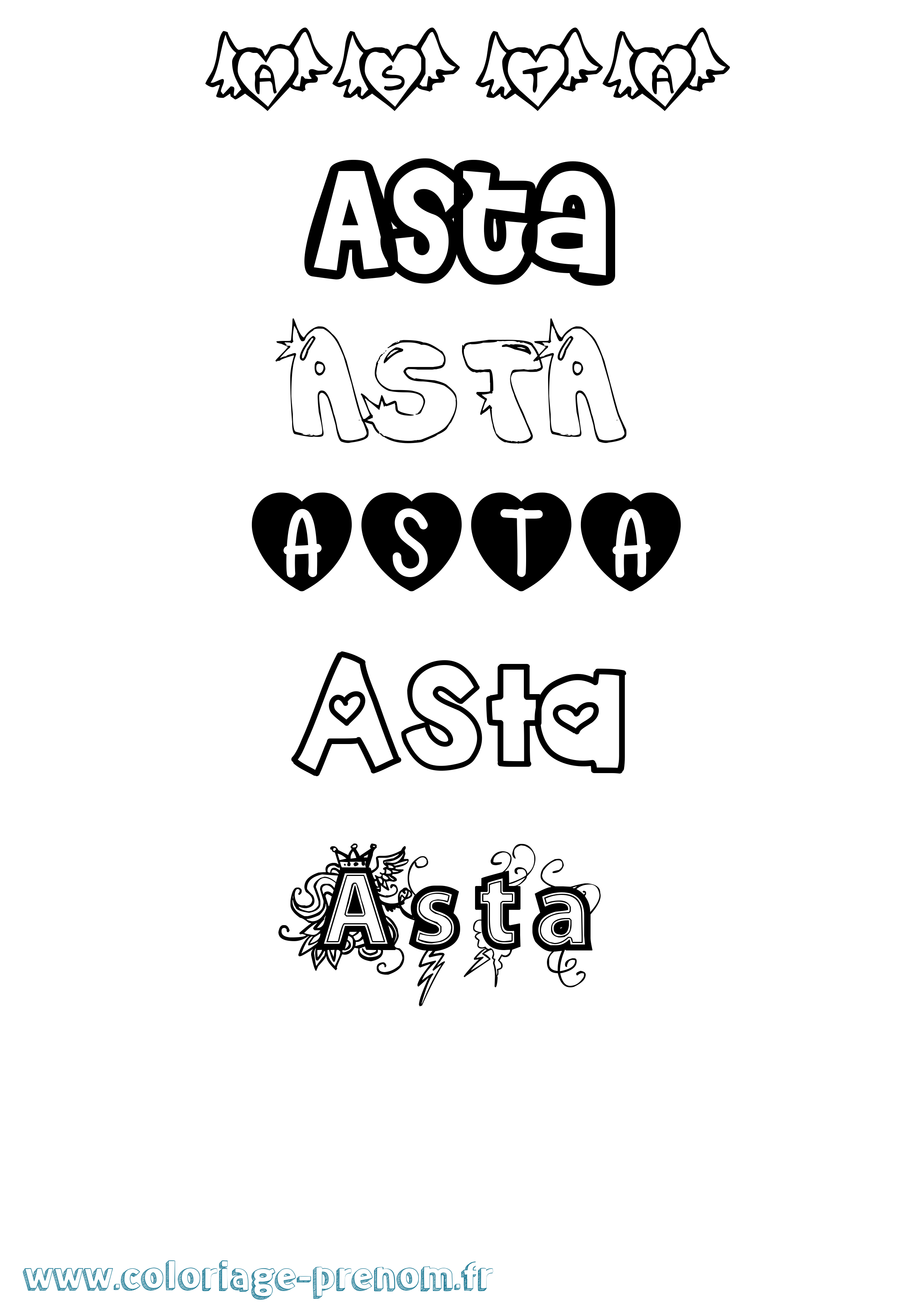 Coloriage Asta Girly Coloriage prénom Asta Girly