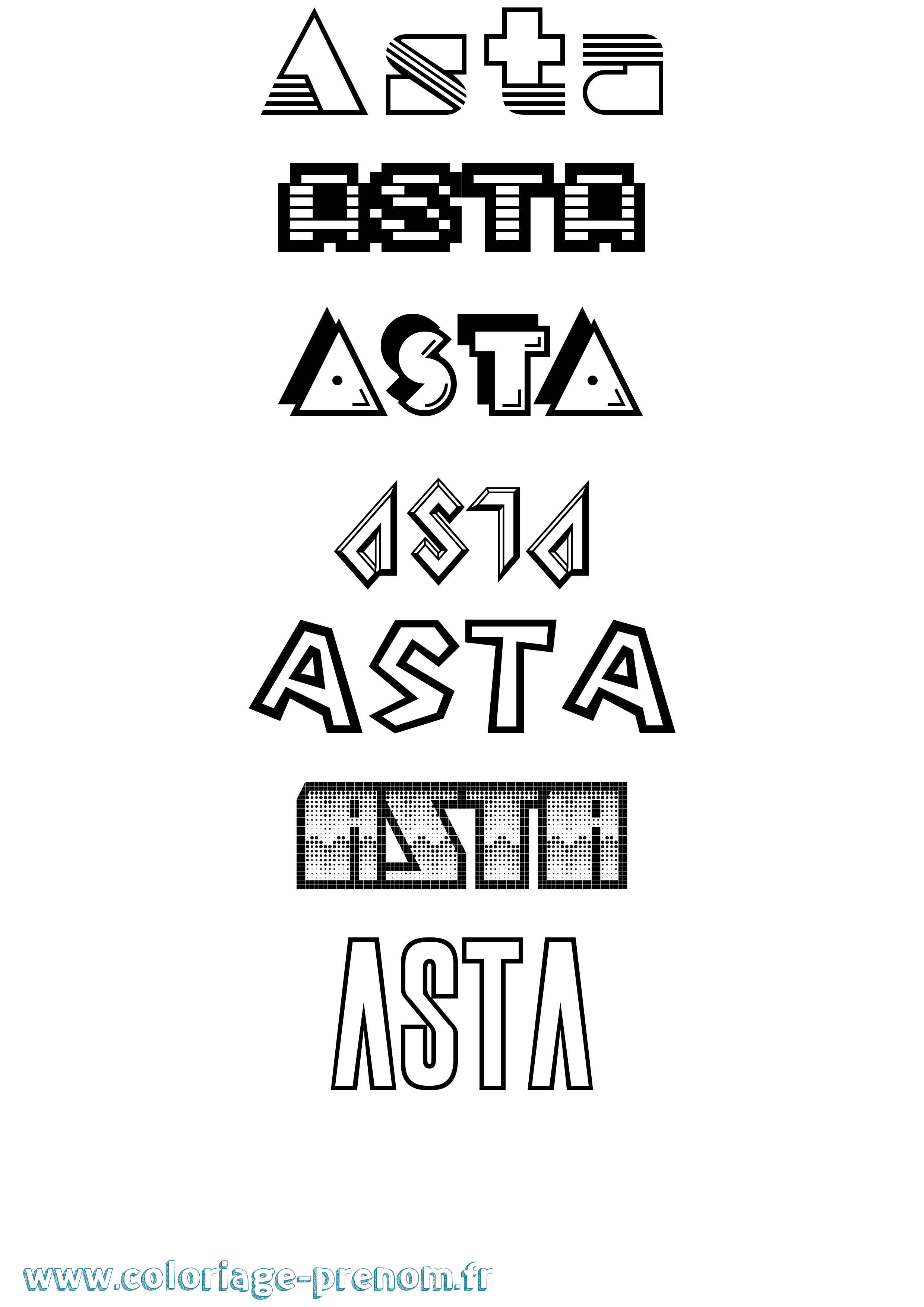 Coloriage Asta Jeux Vidéos Coloriage prénom Asta Jeux Vidéos