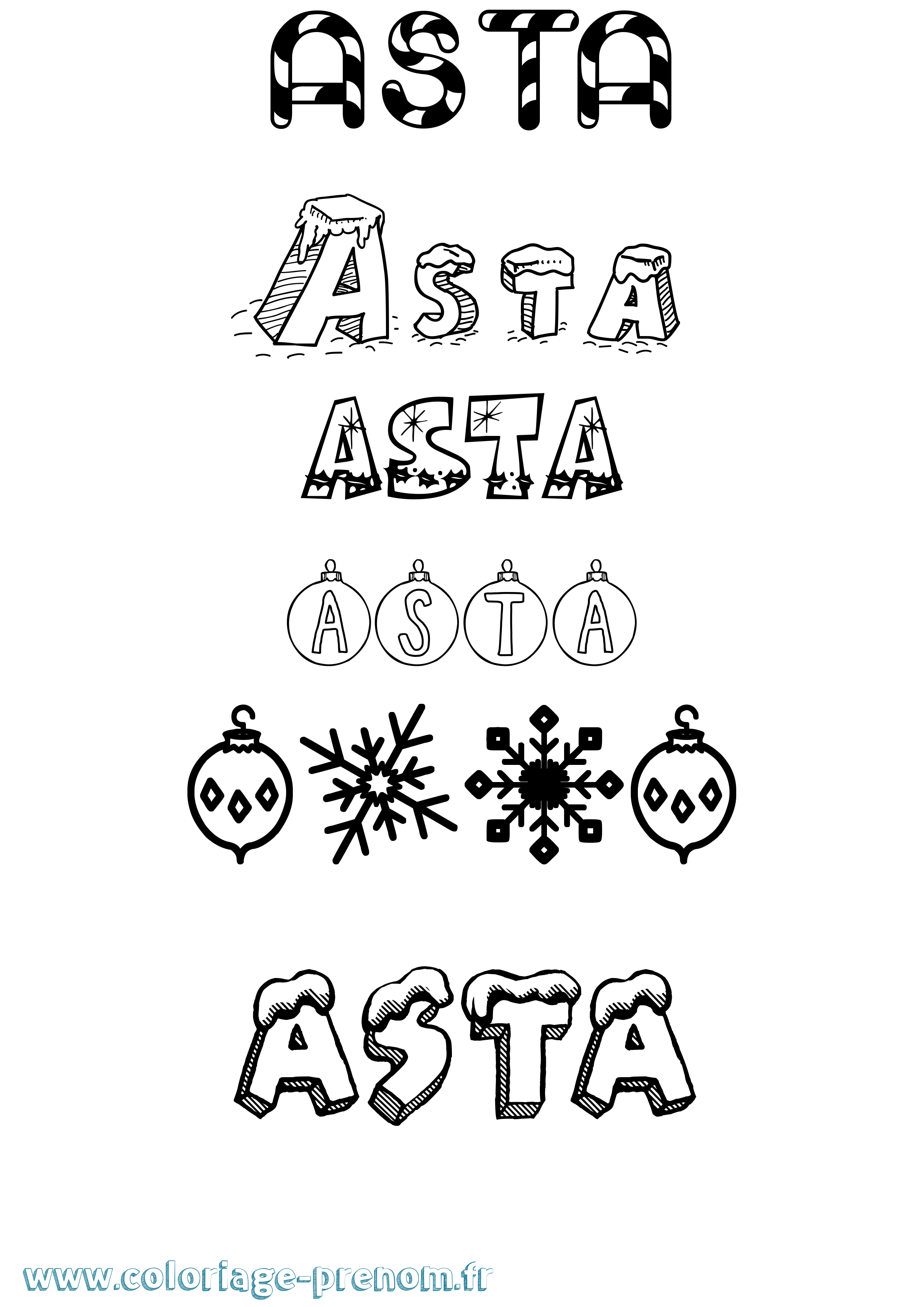 Coloriage Asta Noël Coloriage prénom Asta Noël