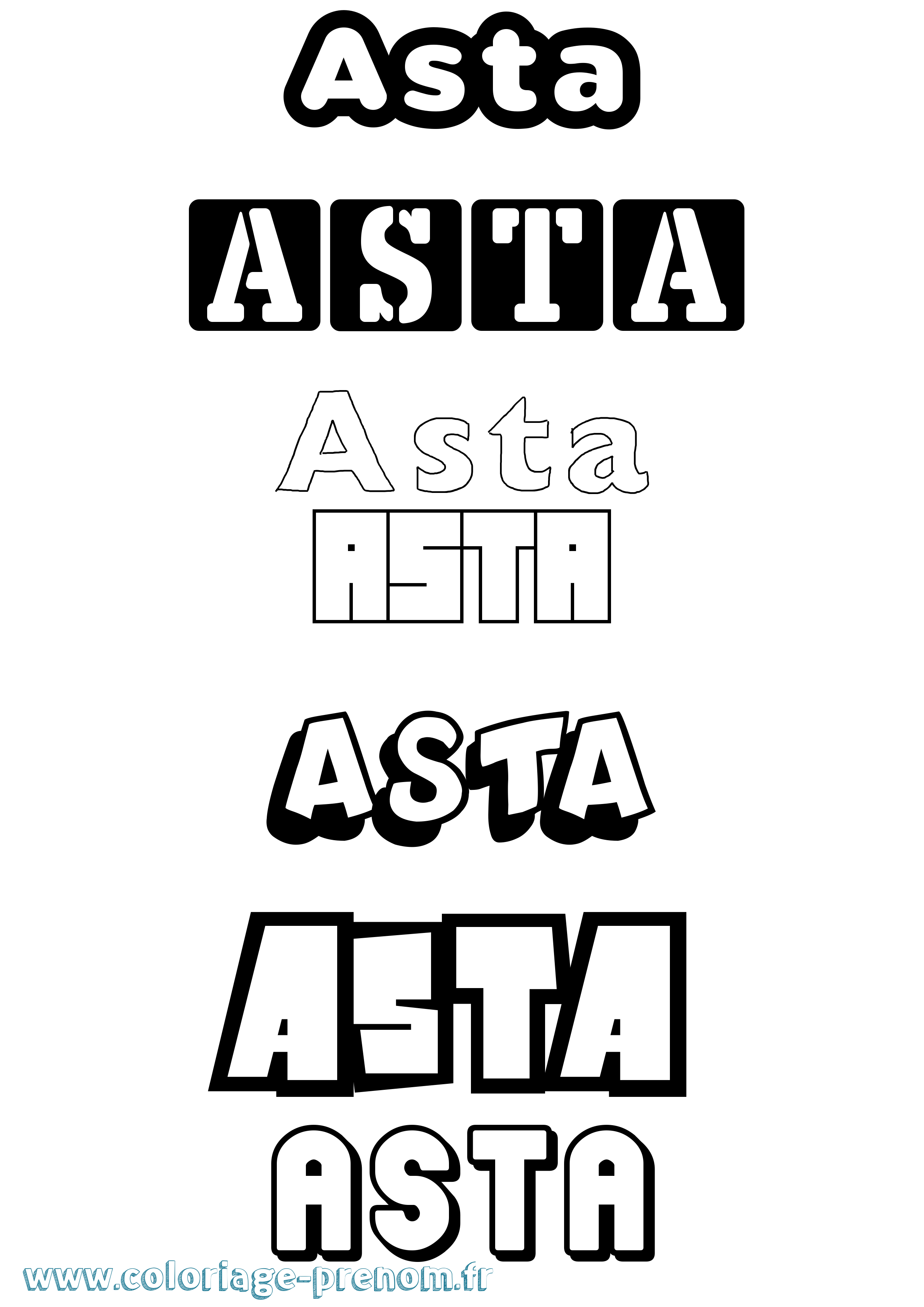 Coloriage Asta Simple Coloriage prénom Asta Simple
