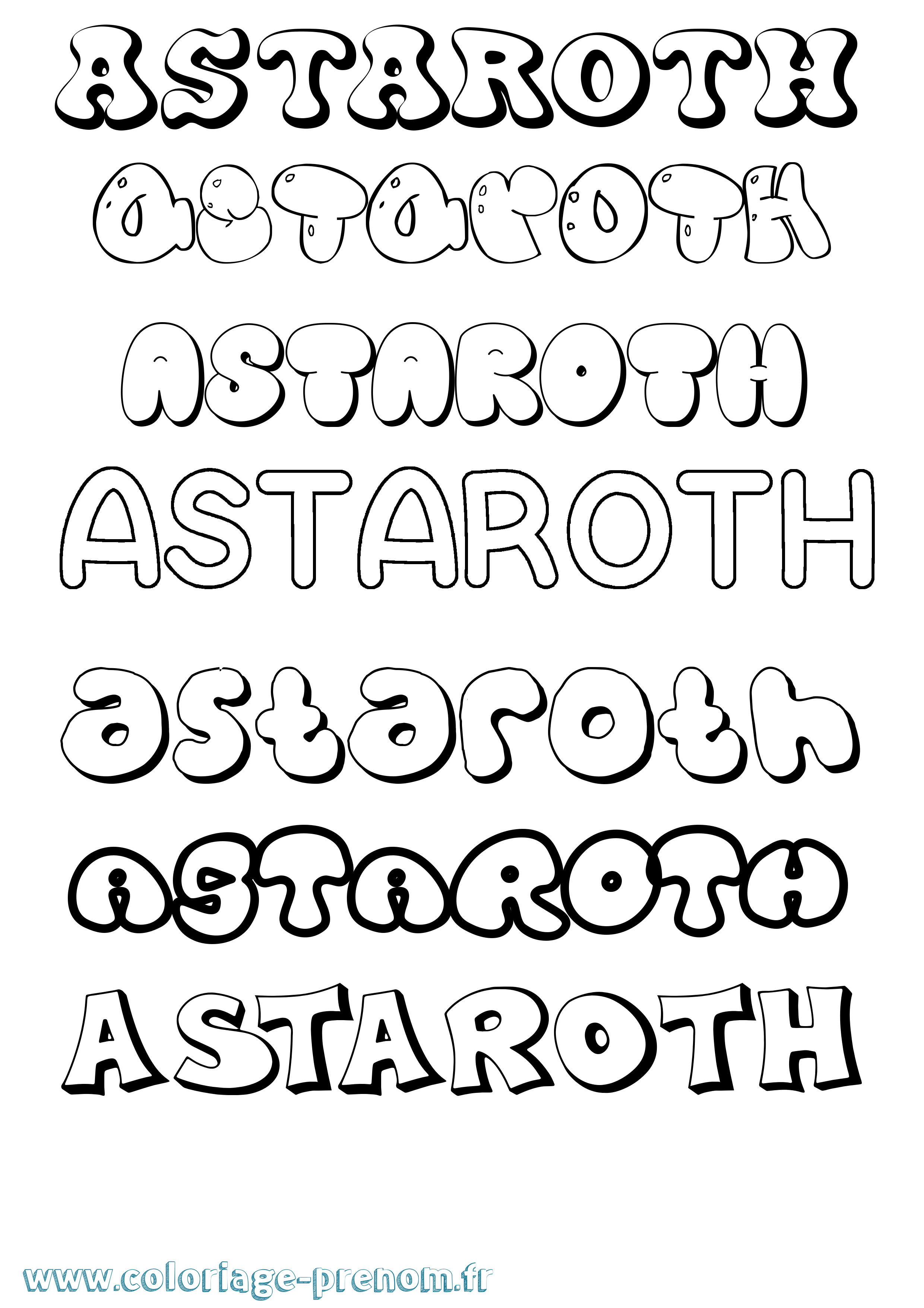 Coloriage prénom Astaroth Bubble