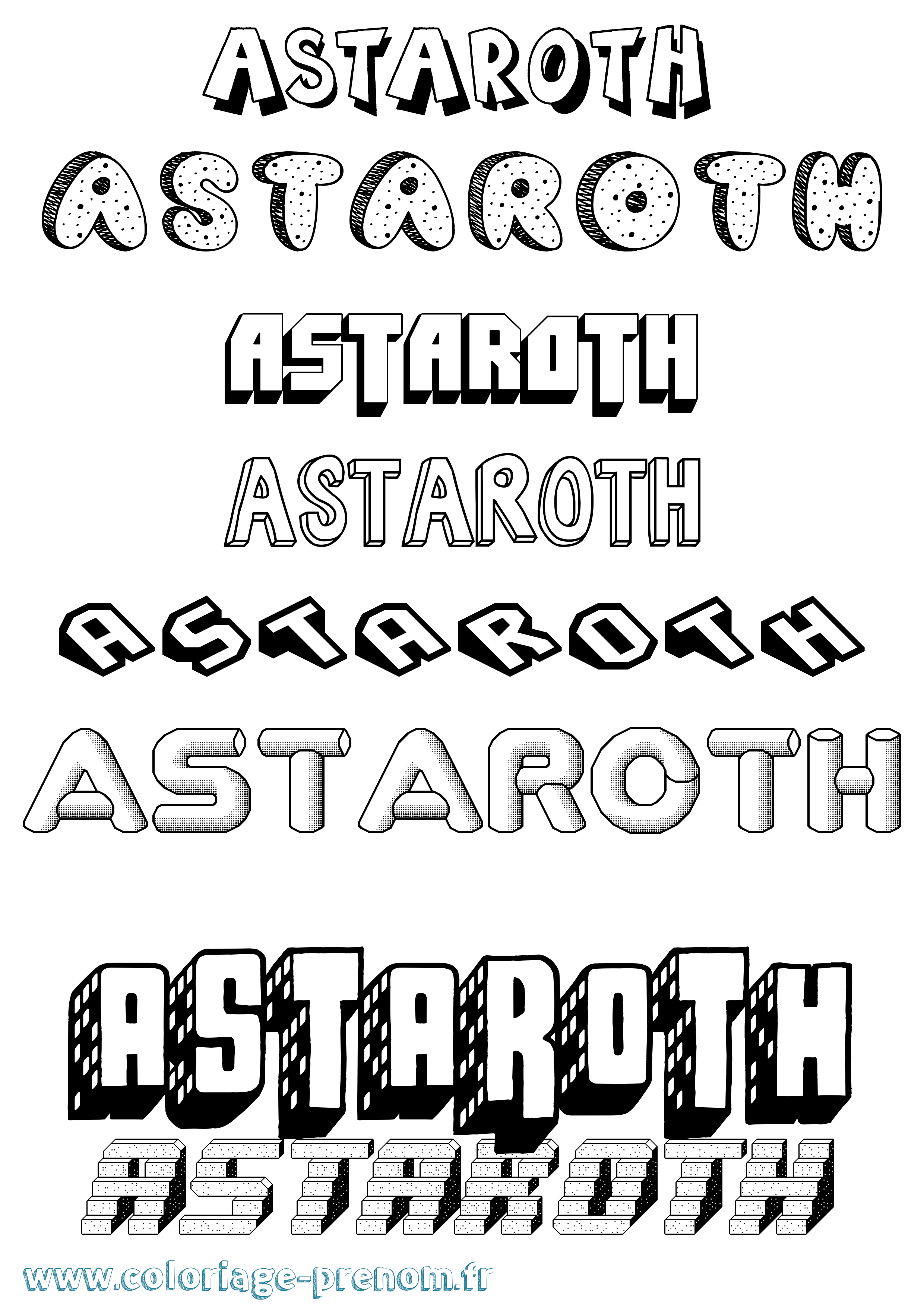Coloriage prénom Astaroth Effet 3D