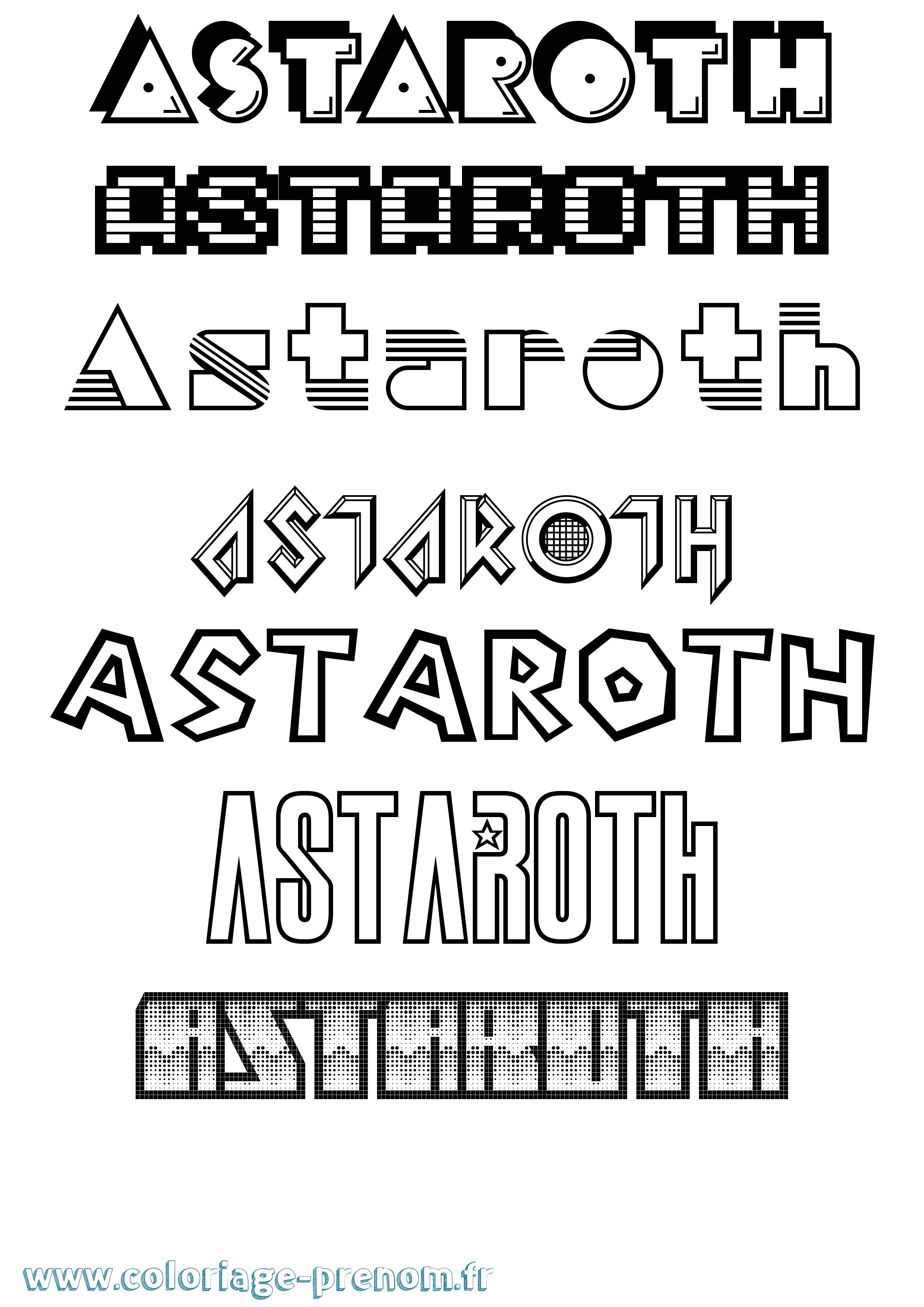Coloriage prénom Astaroth Jeux Vidéos