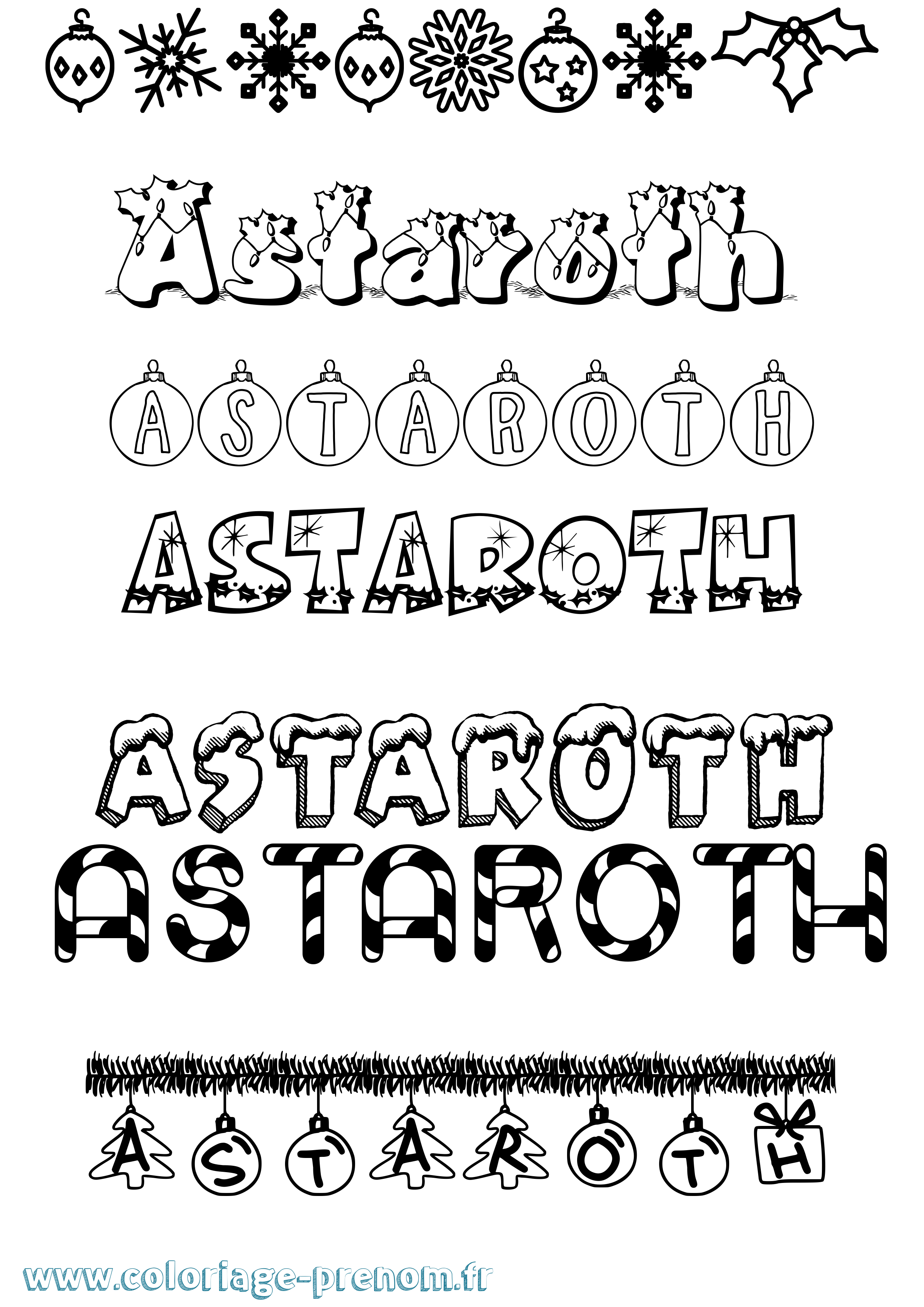 Coloriage prénom Astaroth Noël