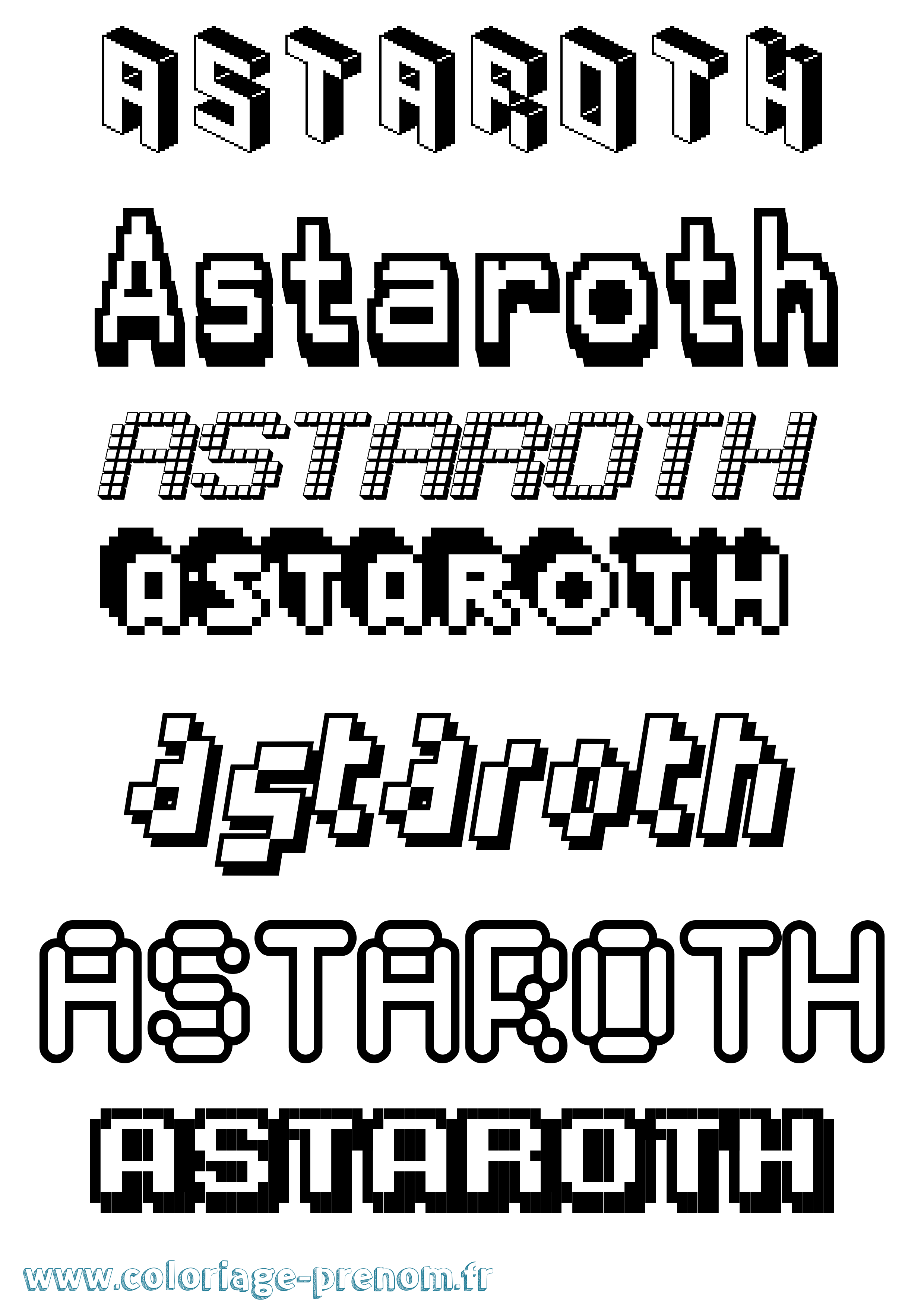 Coloriage prénom Astaroth Pixel