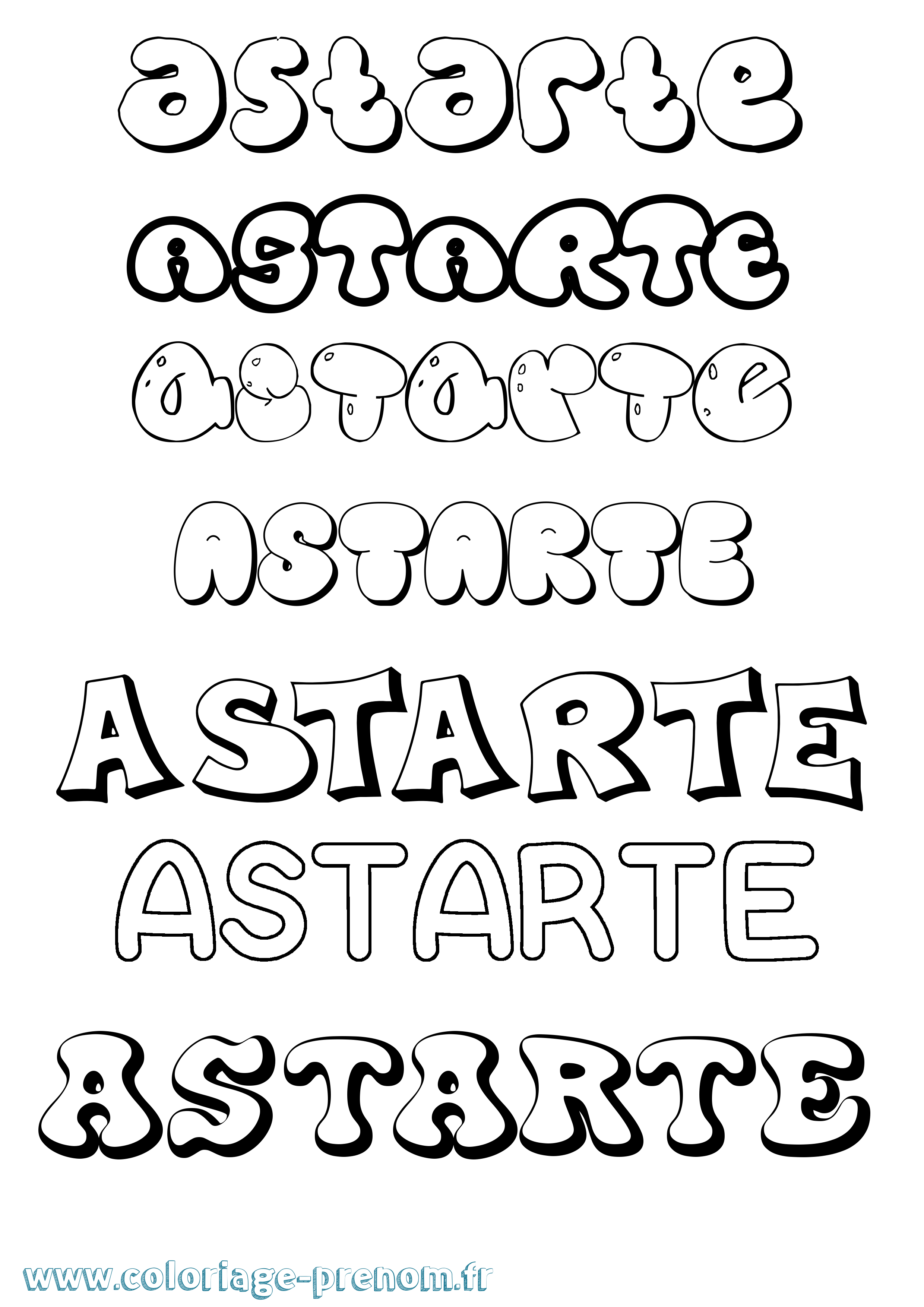 Coloriage prénom Astarte Bubble