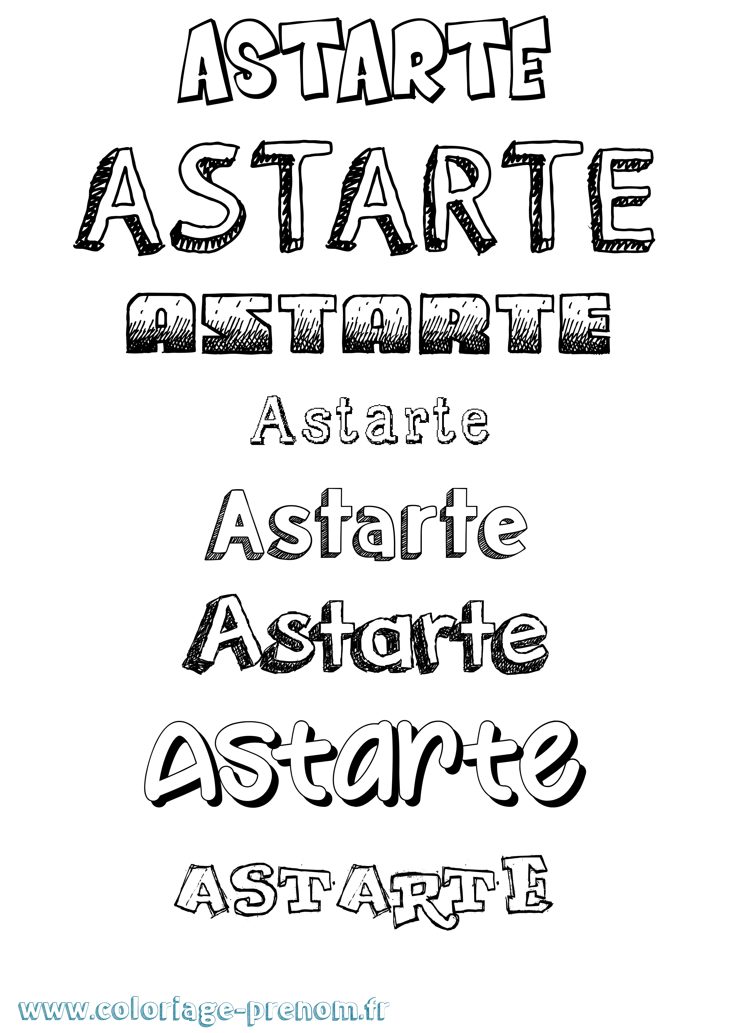 Coloriage prénom Astarte Dessiné