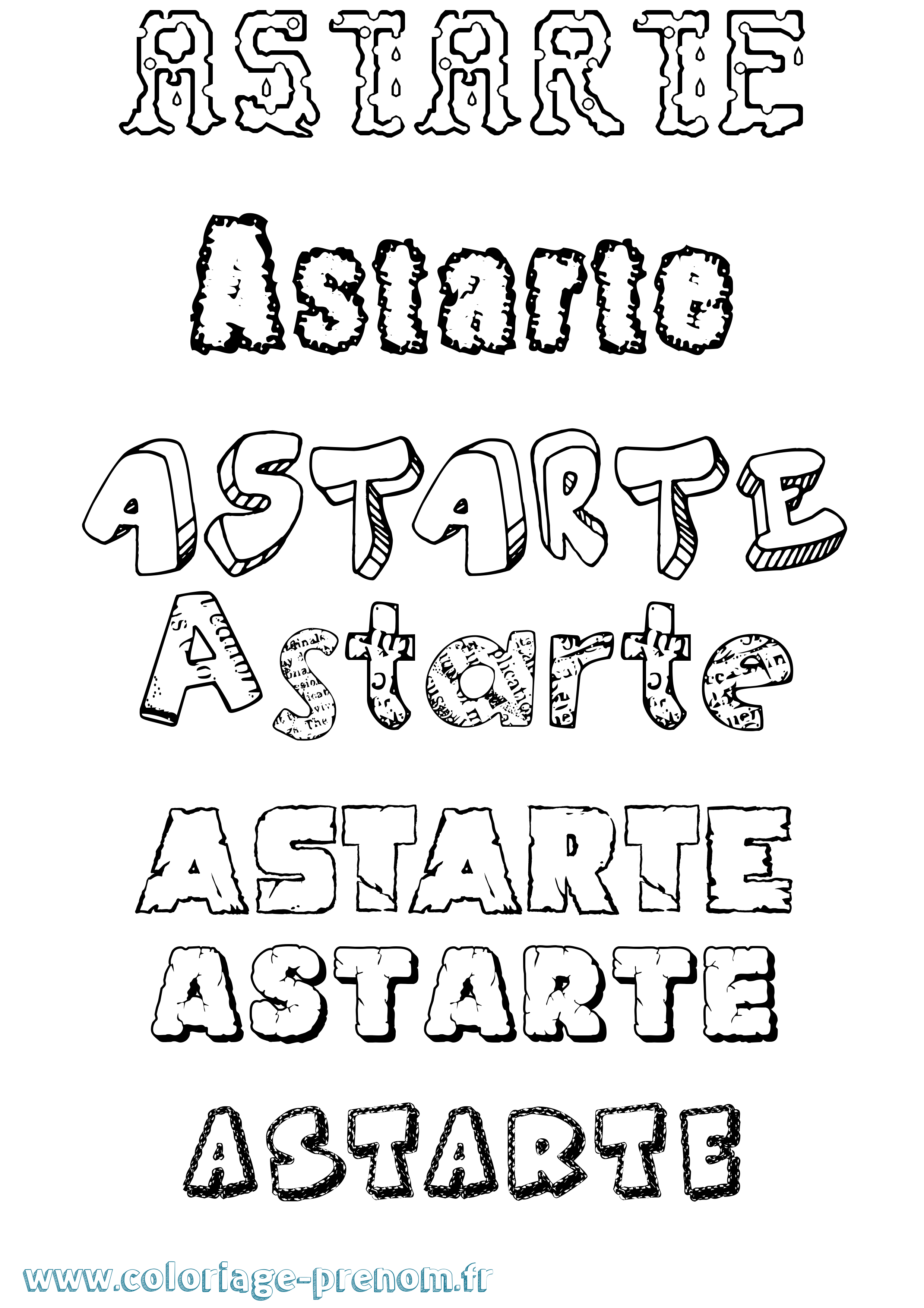 Coloriage prénom Astarte Destructuré