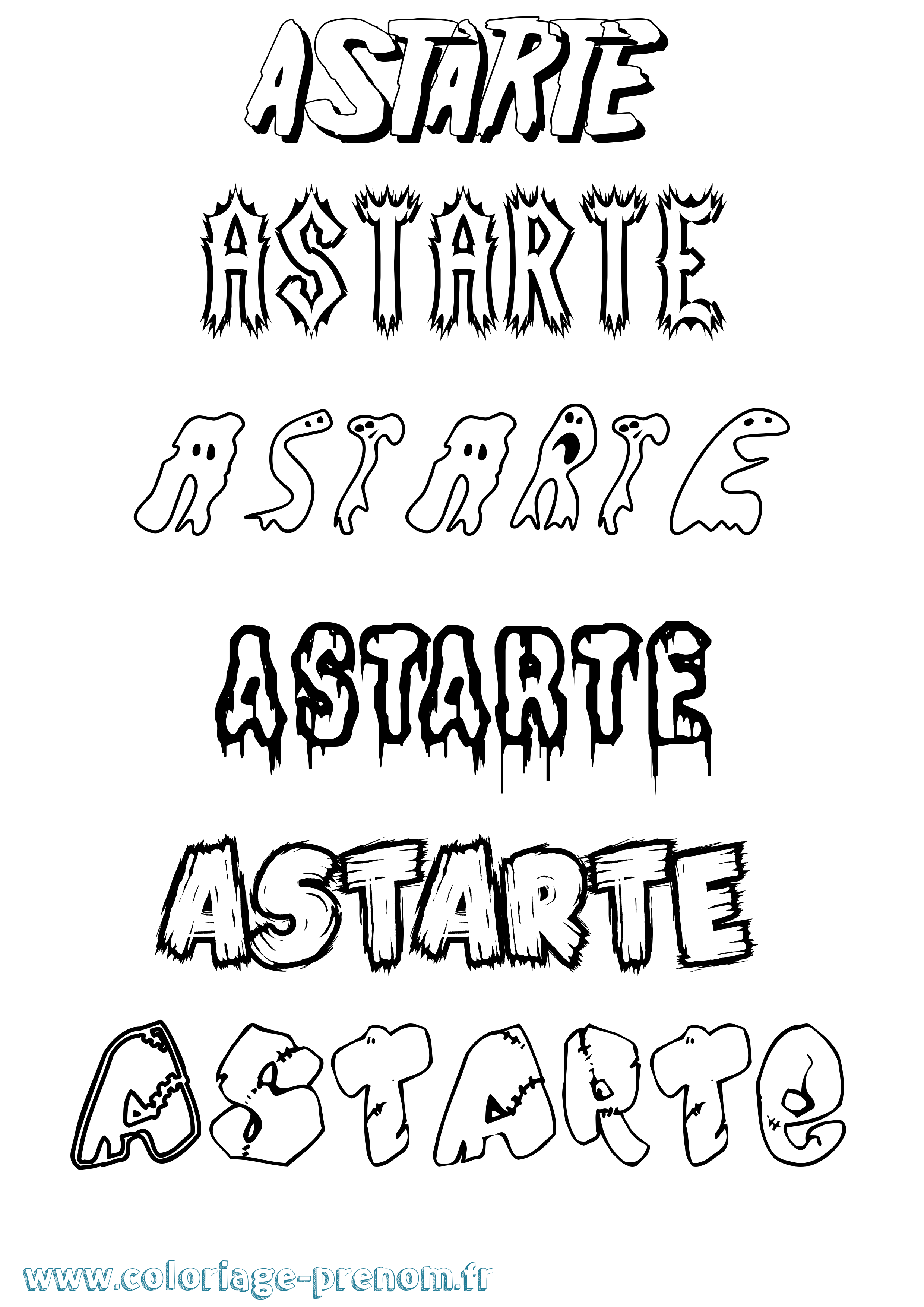 Coloriage prénom Astarte Frisson