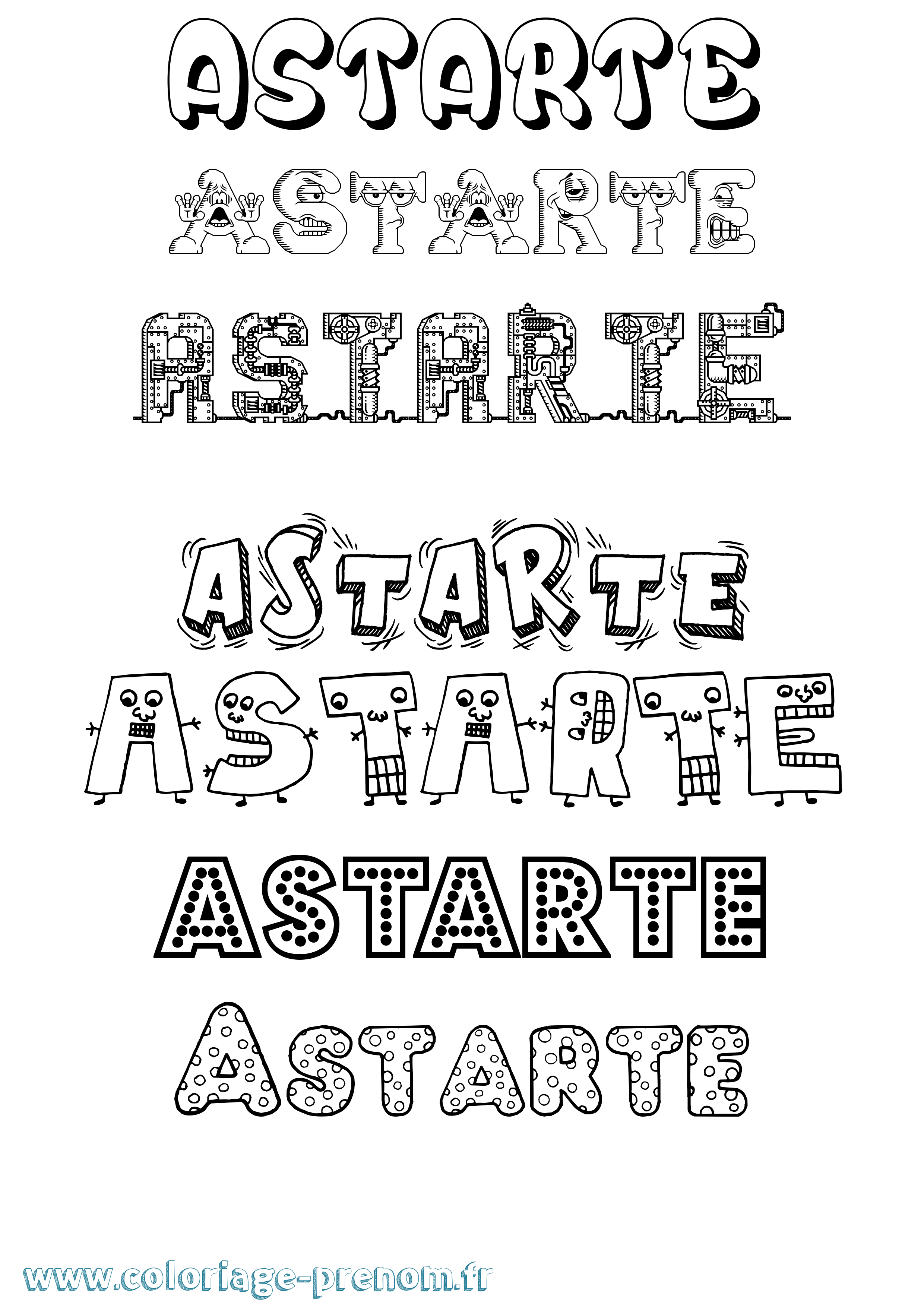 Coloriage prénom Astarte Fun