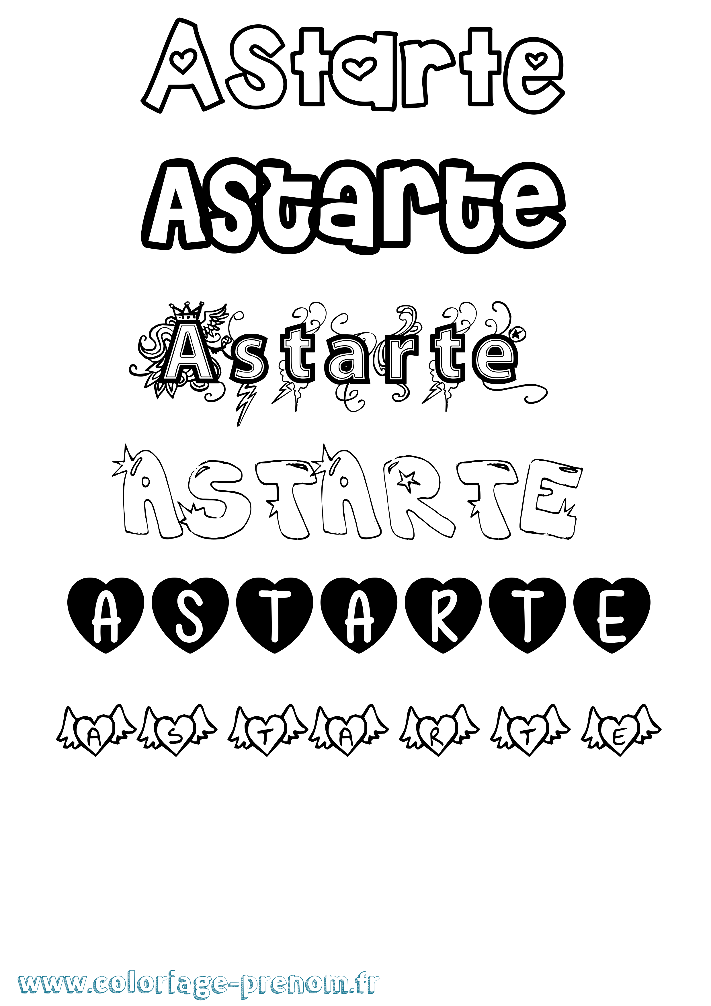 Coloriage Astarte Girly Coloriage prénom Astarte Girly