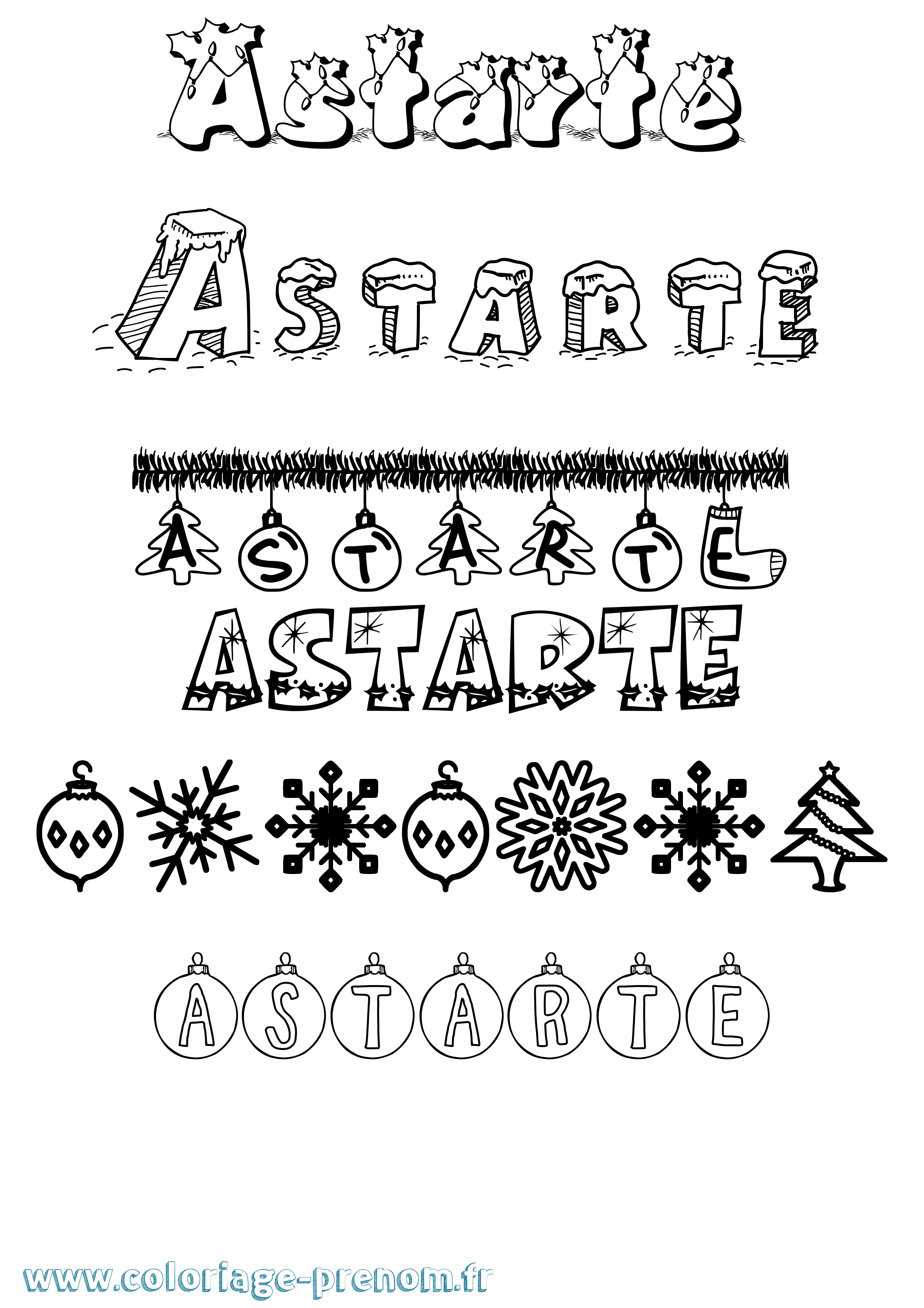 Coloriage prénom Astarte Noël