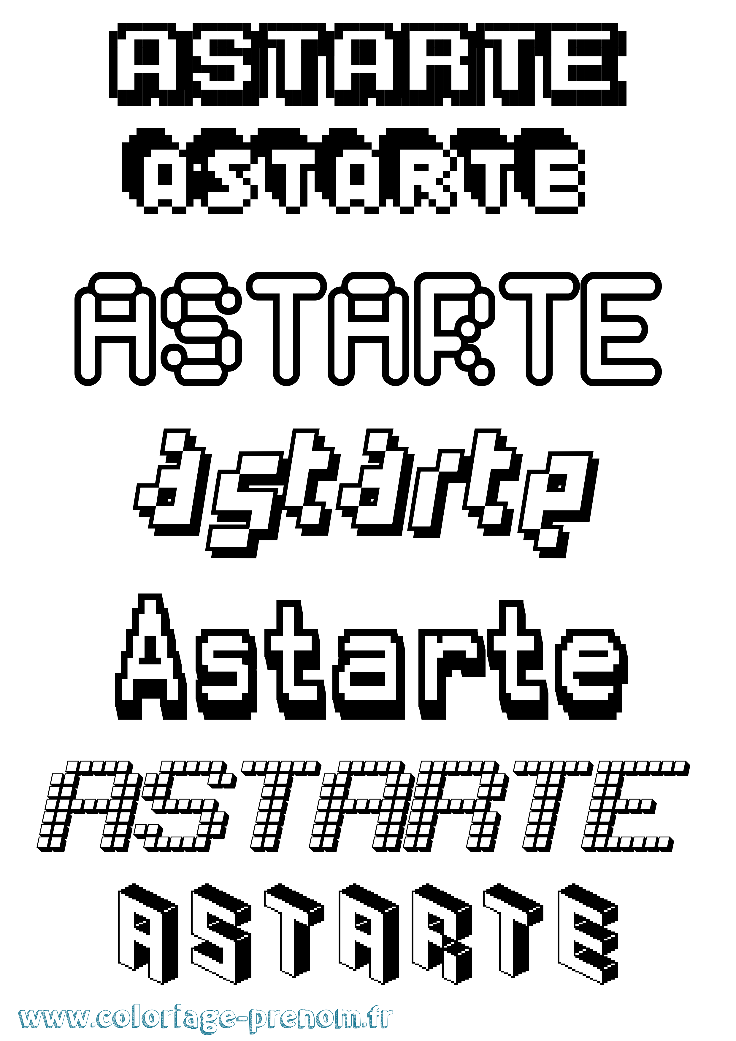 Coloriage prénom Astarte Pixel