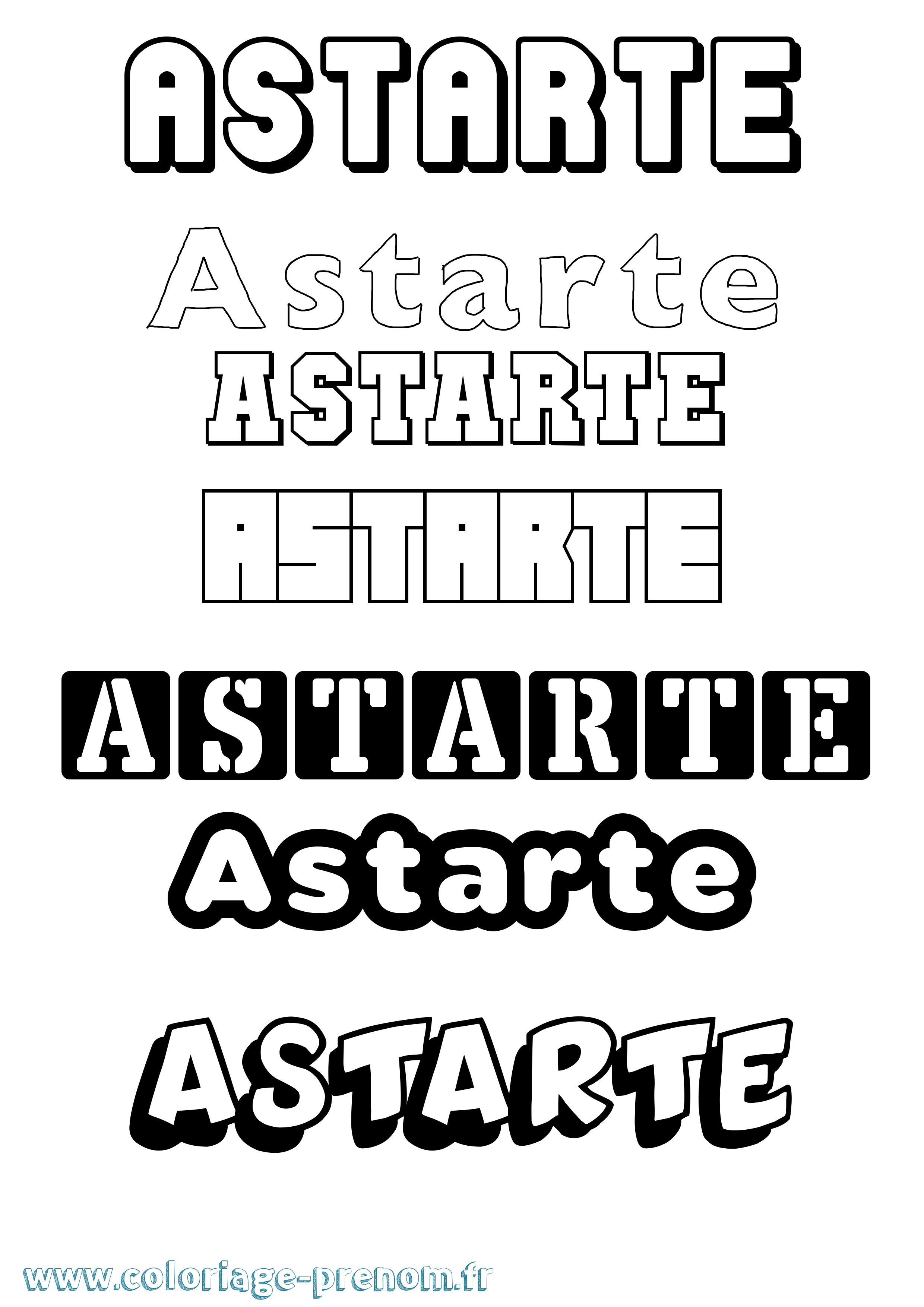 Coloriage prénom Astarte Simple