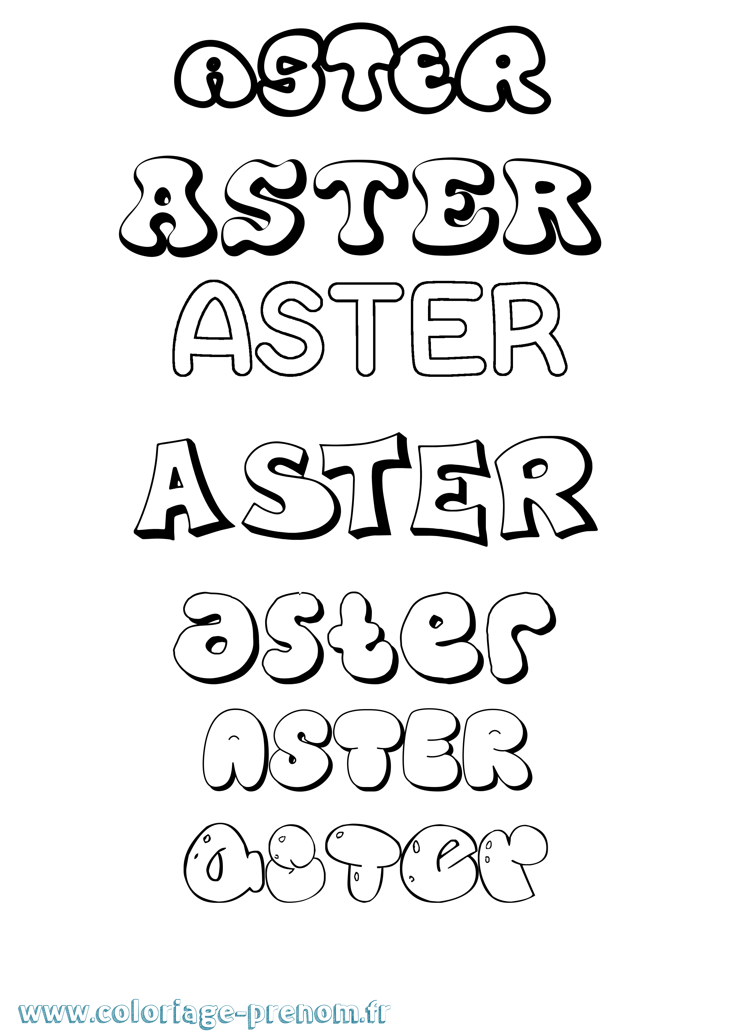Coloriage prénom Aster Bubble
