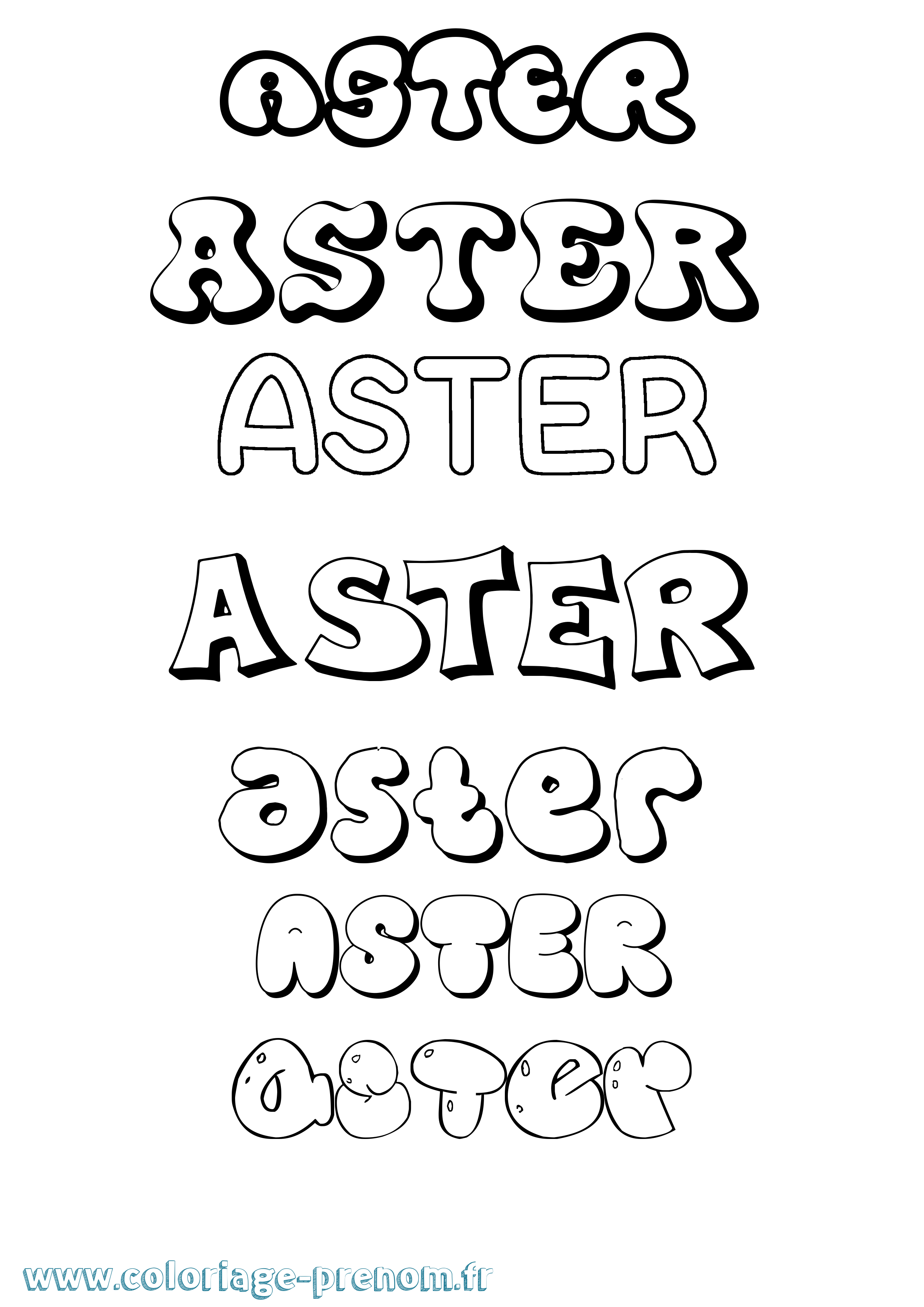 Coloriage Aster Bubble Coloriage prénom Aster Bubble