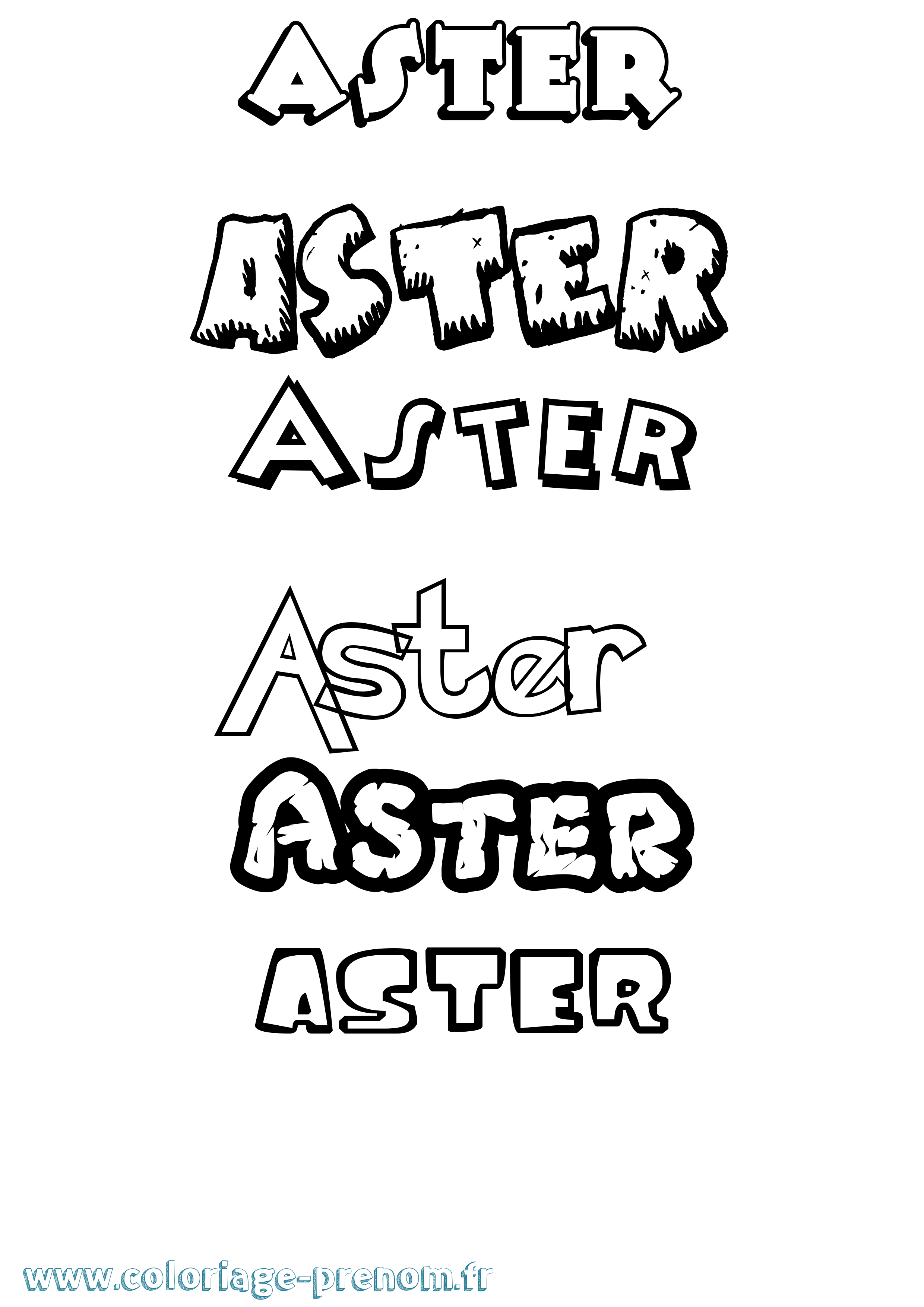 Coloriage prénom Aster Dessin Animé