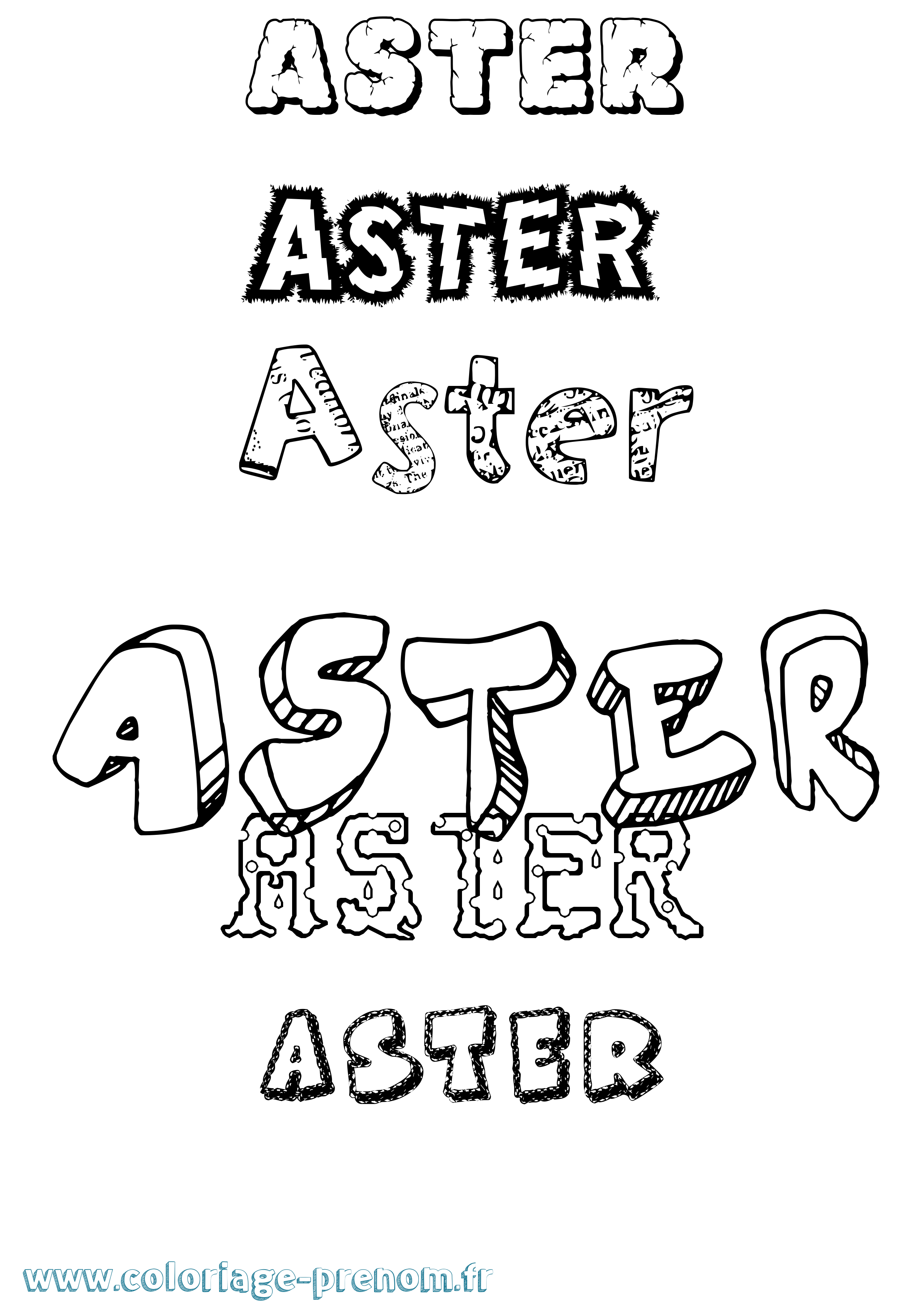 Coloriage Aster Destructuré Coloriage prénom Aster Destructuré