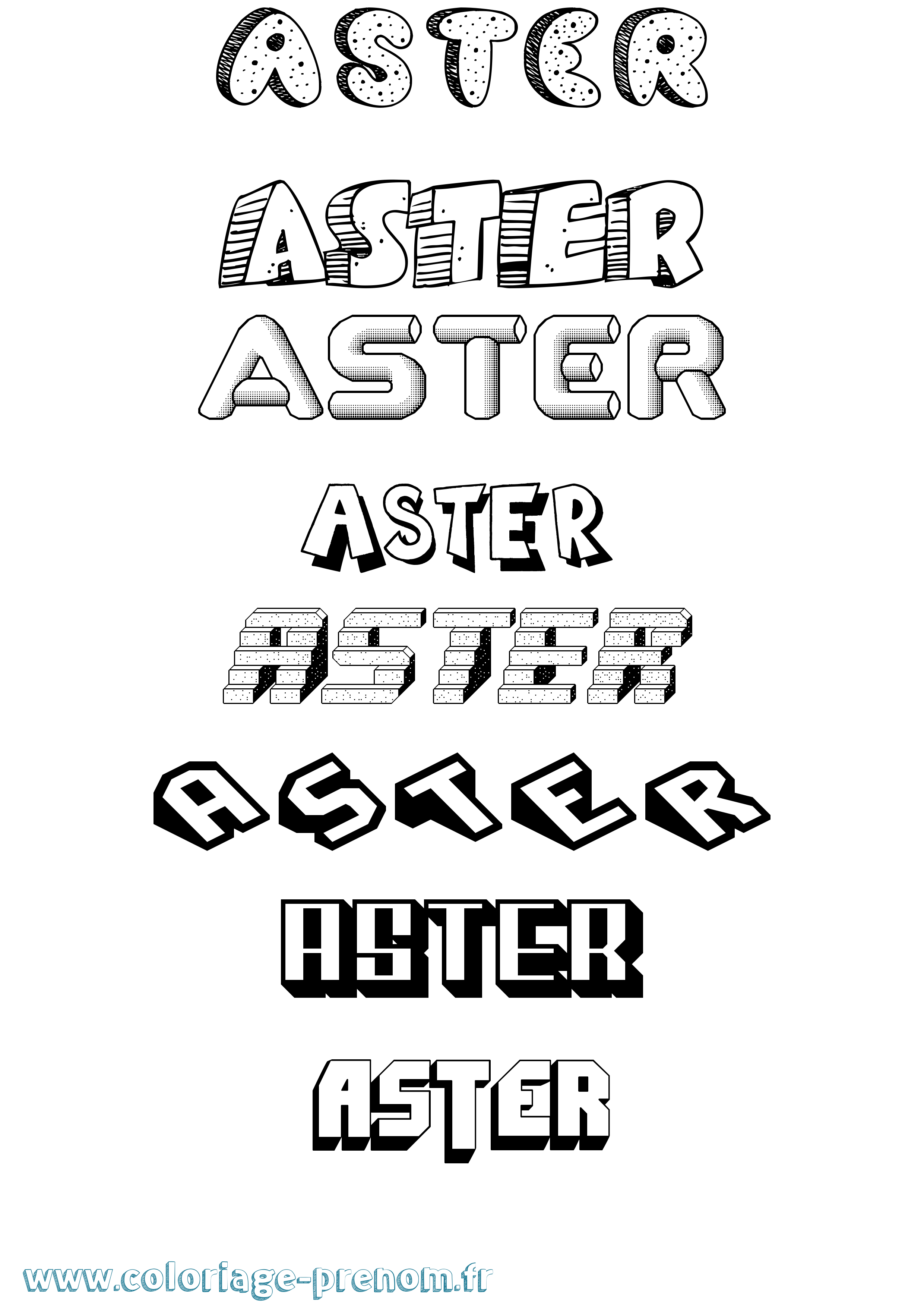 Coloriage prénom Aster Effet 3D